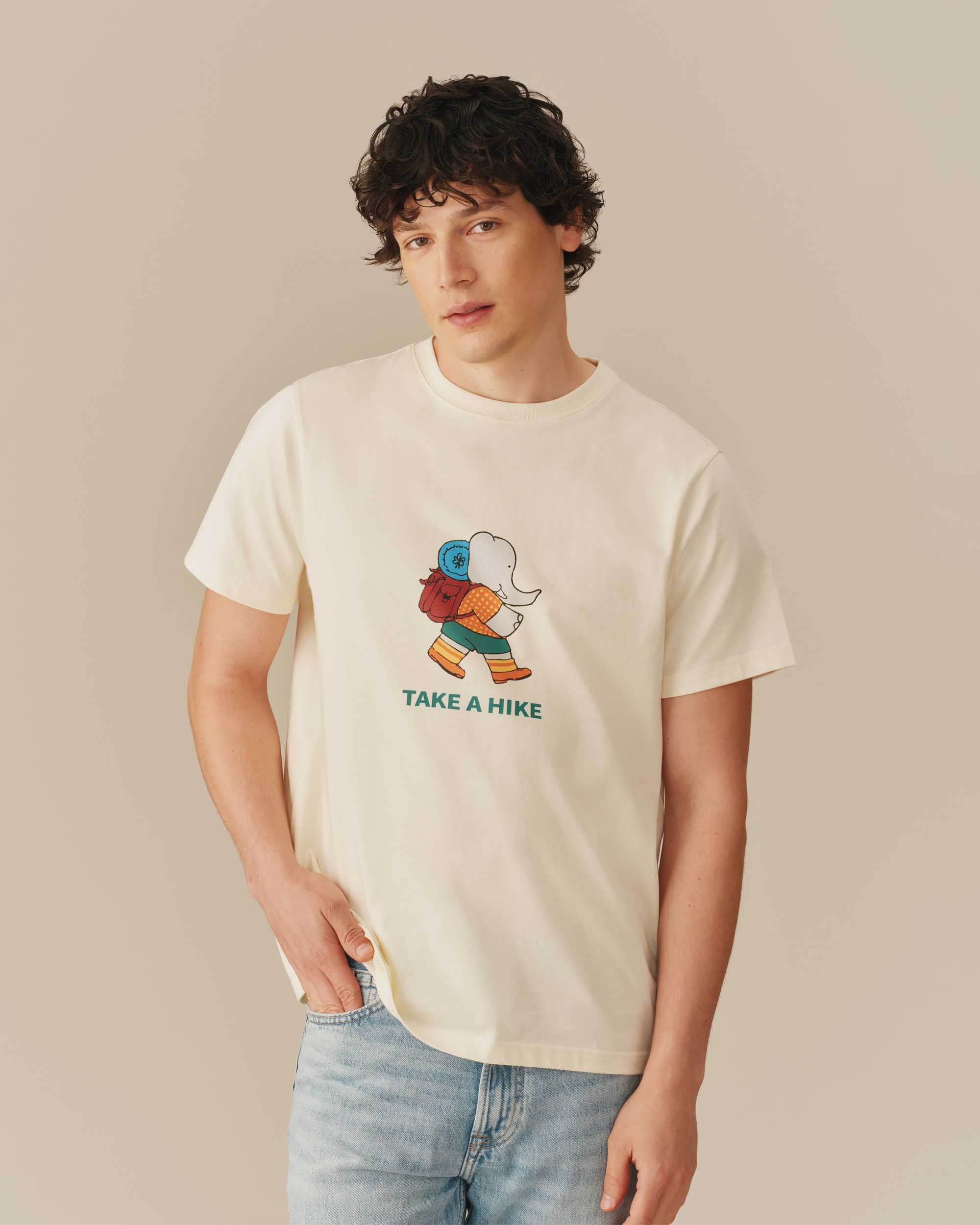 Men’s Babar Hike Graphic Tee Cream - Image 3
