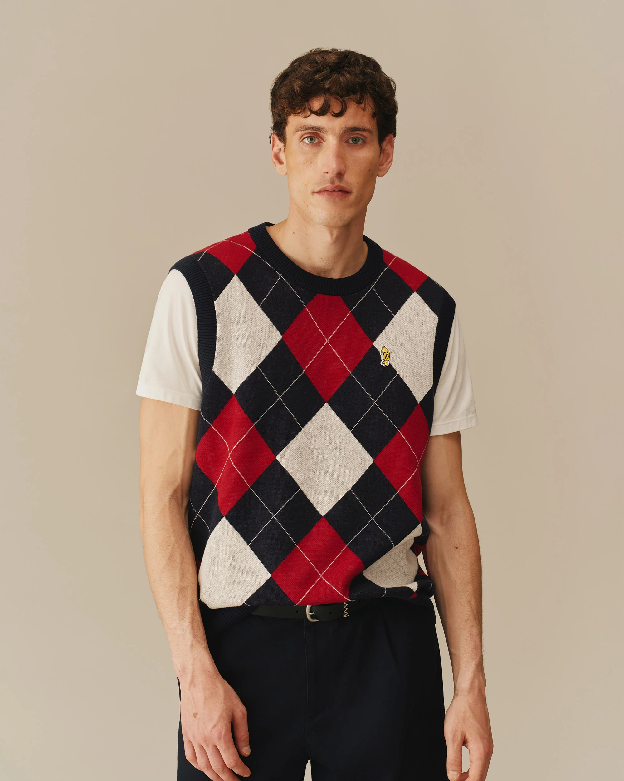 Argyle Winnie-the-Pooh Sweater Vest Navy & Red
