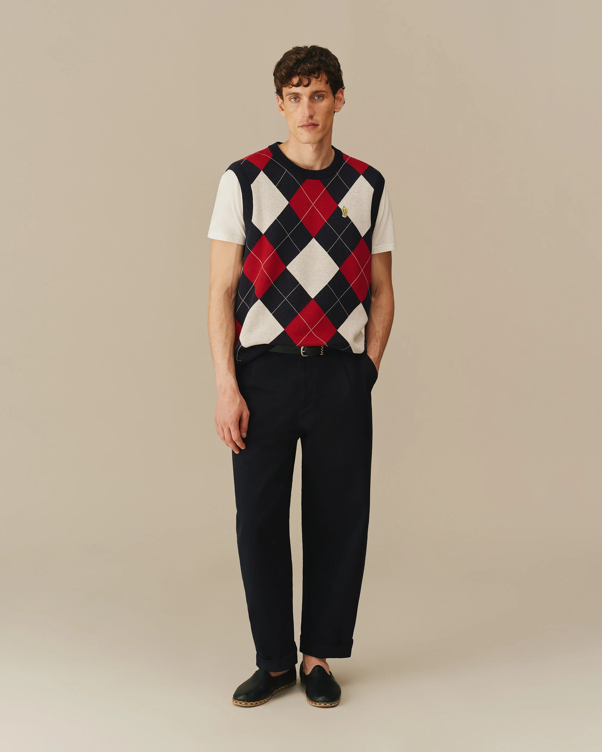Argyle Winnie-the-Pooh Sweater Vest Navy & Red - Image 3