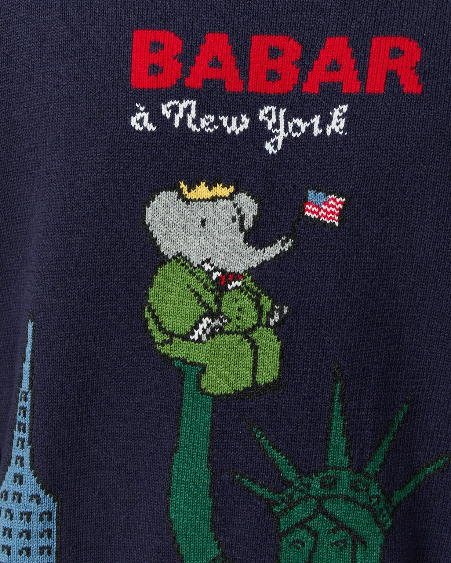 Babar in New York Cotton Sweater Navy - Image 3