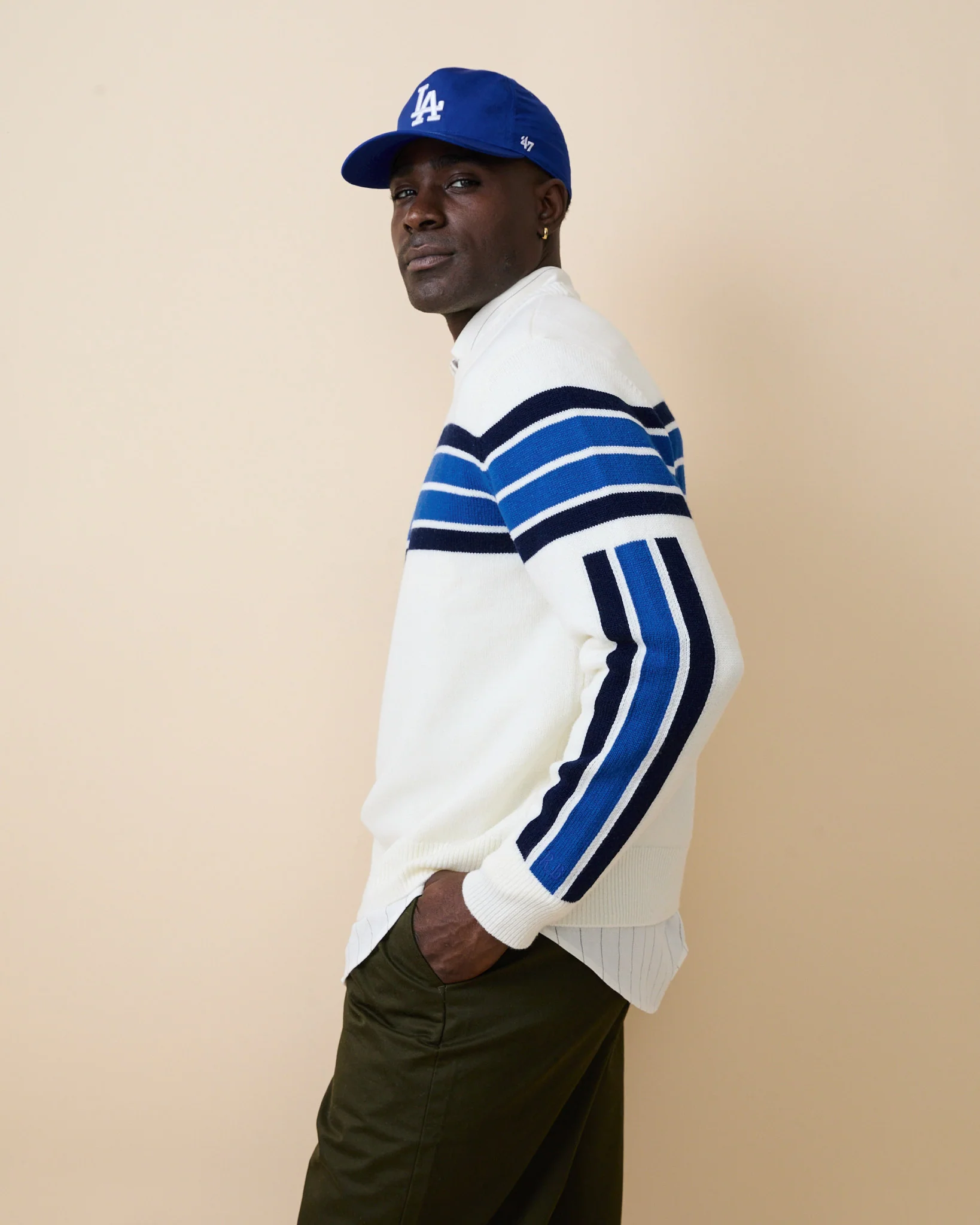 Cashmere Sport Stripe Sweater Cream - Image 6
