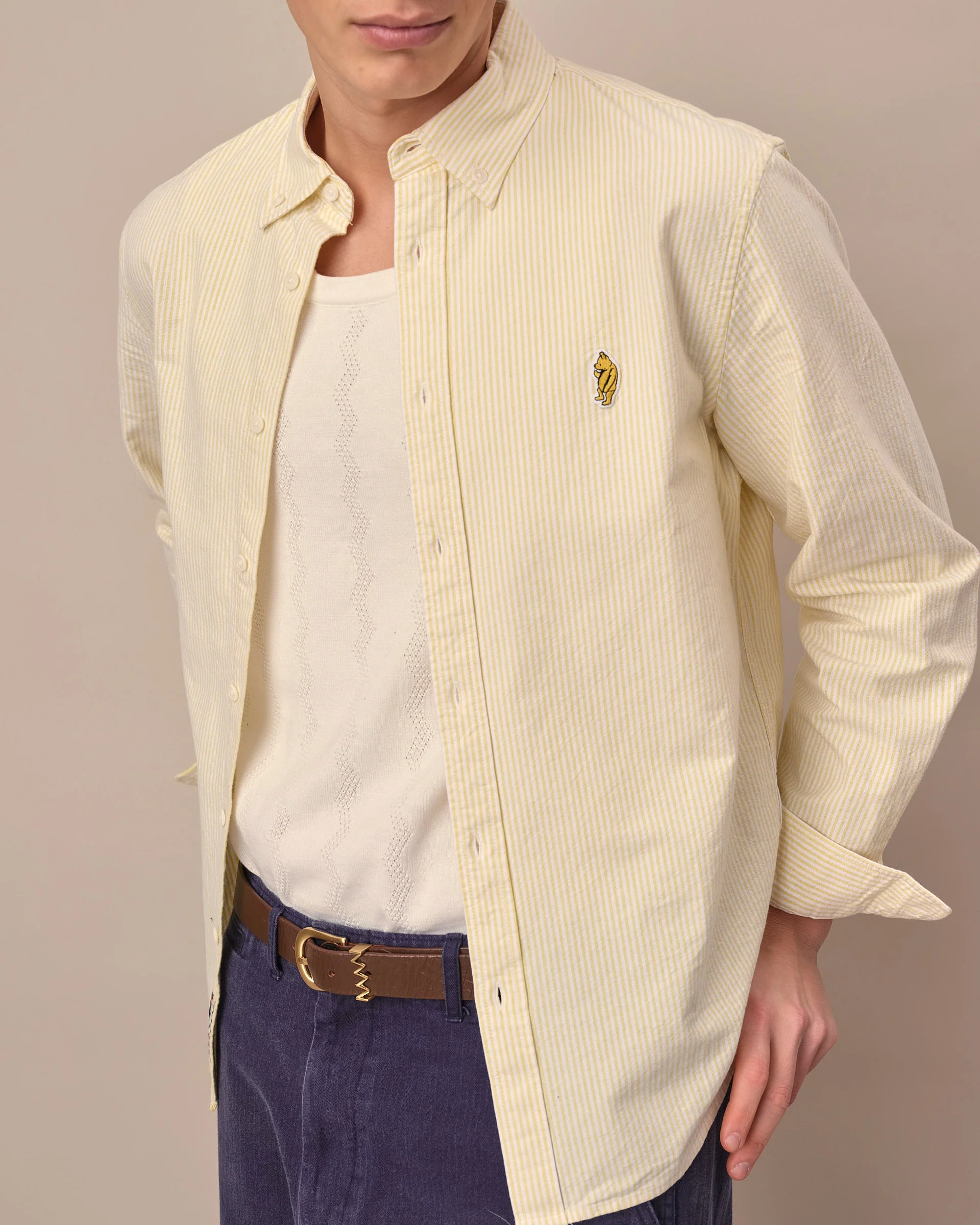 Men's Classic Stripe Winnie-the-Pooh Oxford Shirt Yellow / White University Stripe - Image 3