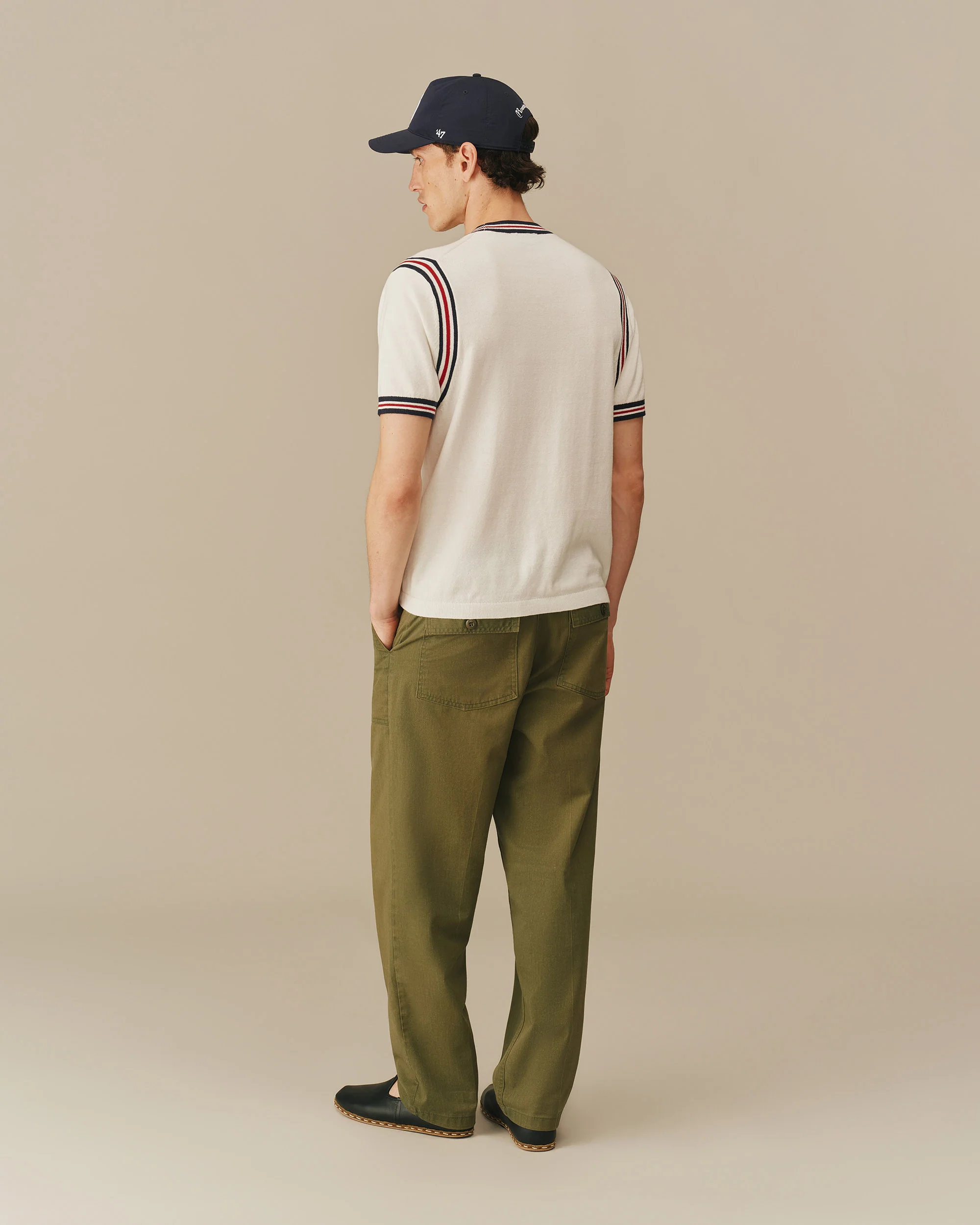 Cotton Blend Varsity Sweater Tee White - Image 4