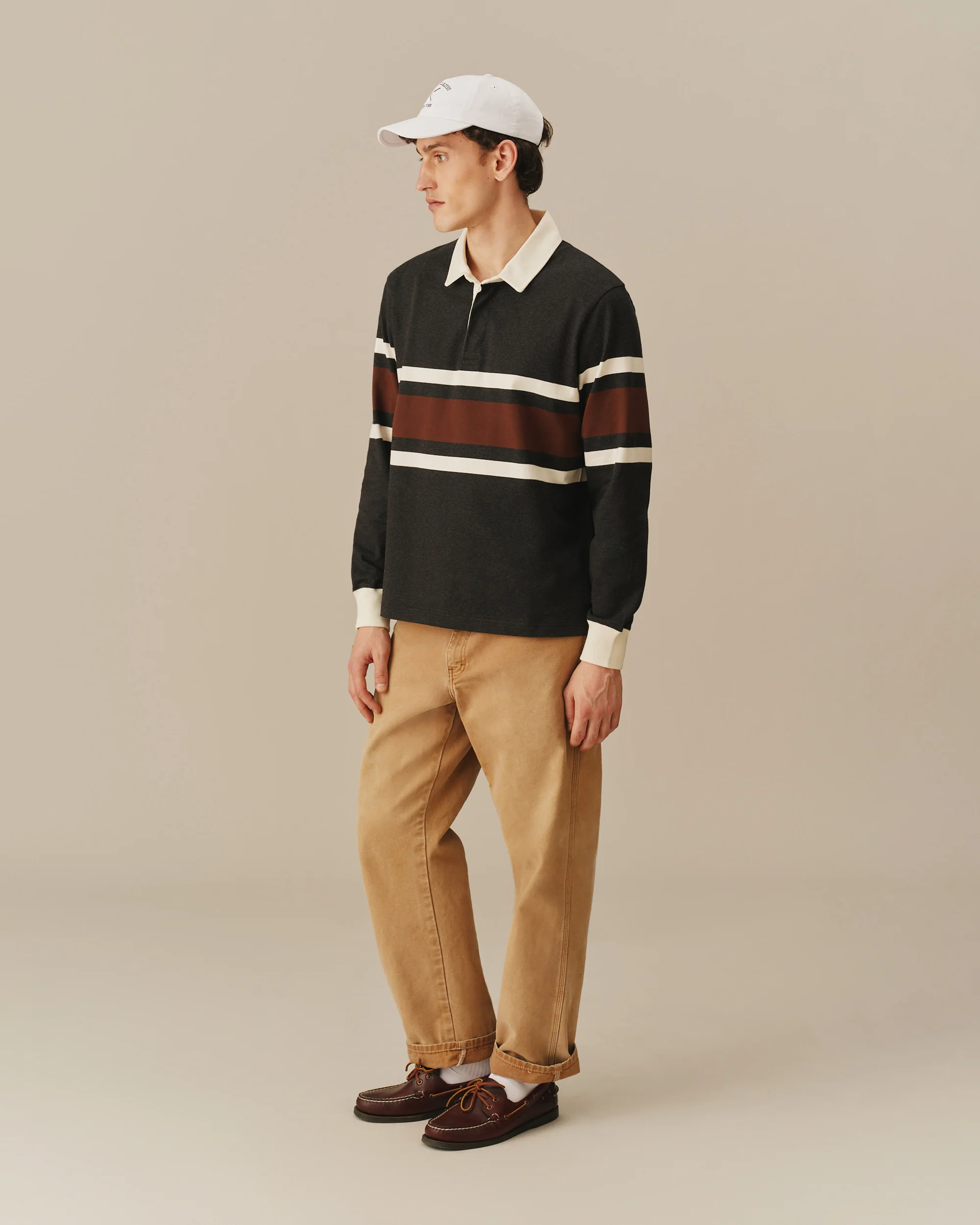 Cotton Center Stripe Rugby Brown - Image 3
