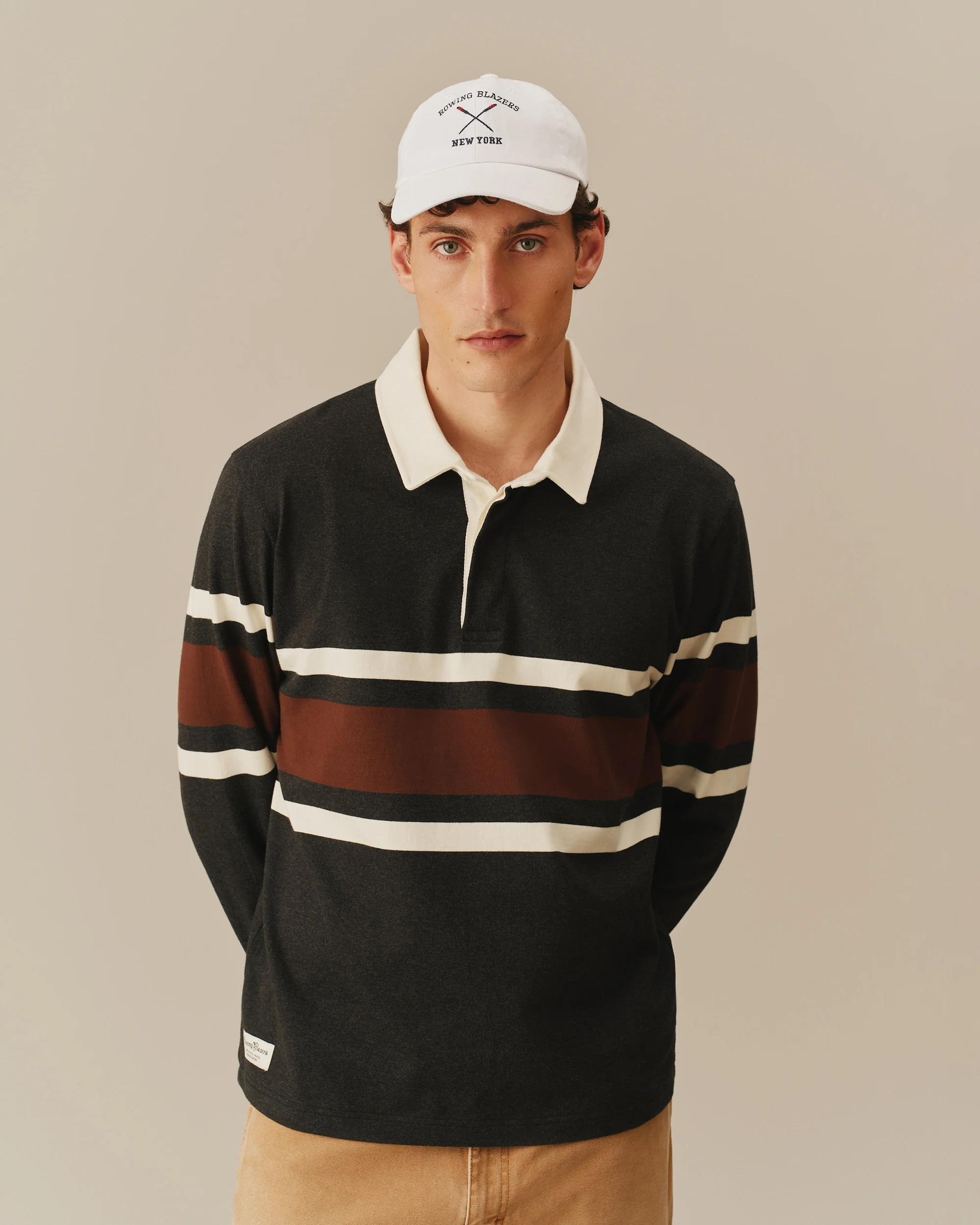 Cotton Center Stripe Rugby Brown - Image 4