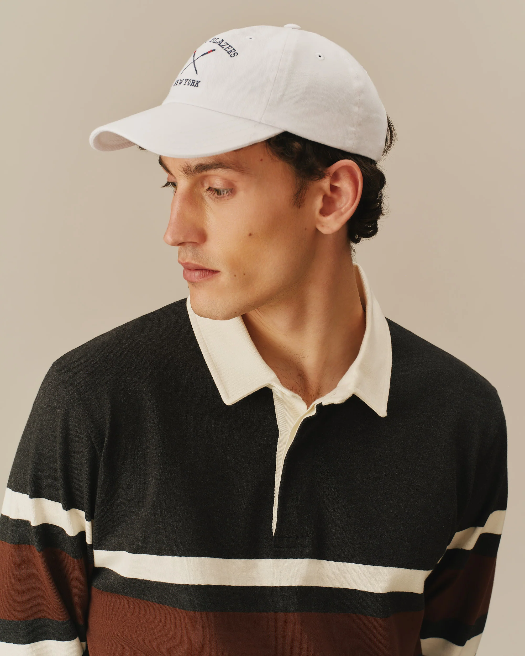 Cotton Center Stripe Rugby Brown - Image 5