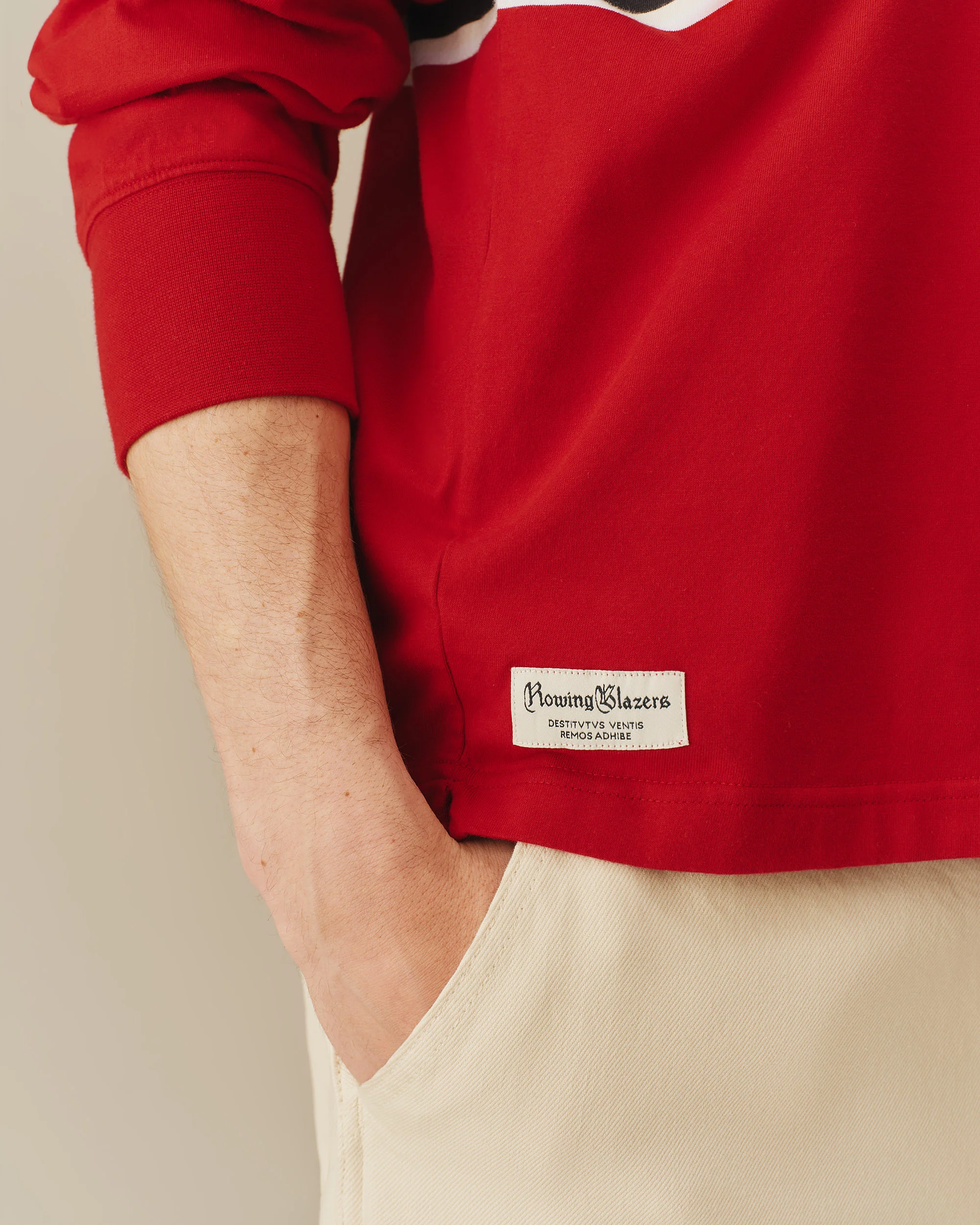 Cotton Center Stripe Rugby Red - Image 4