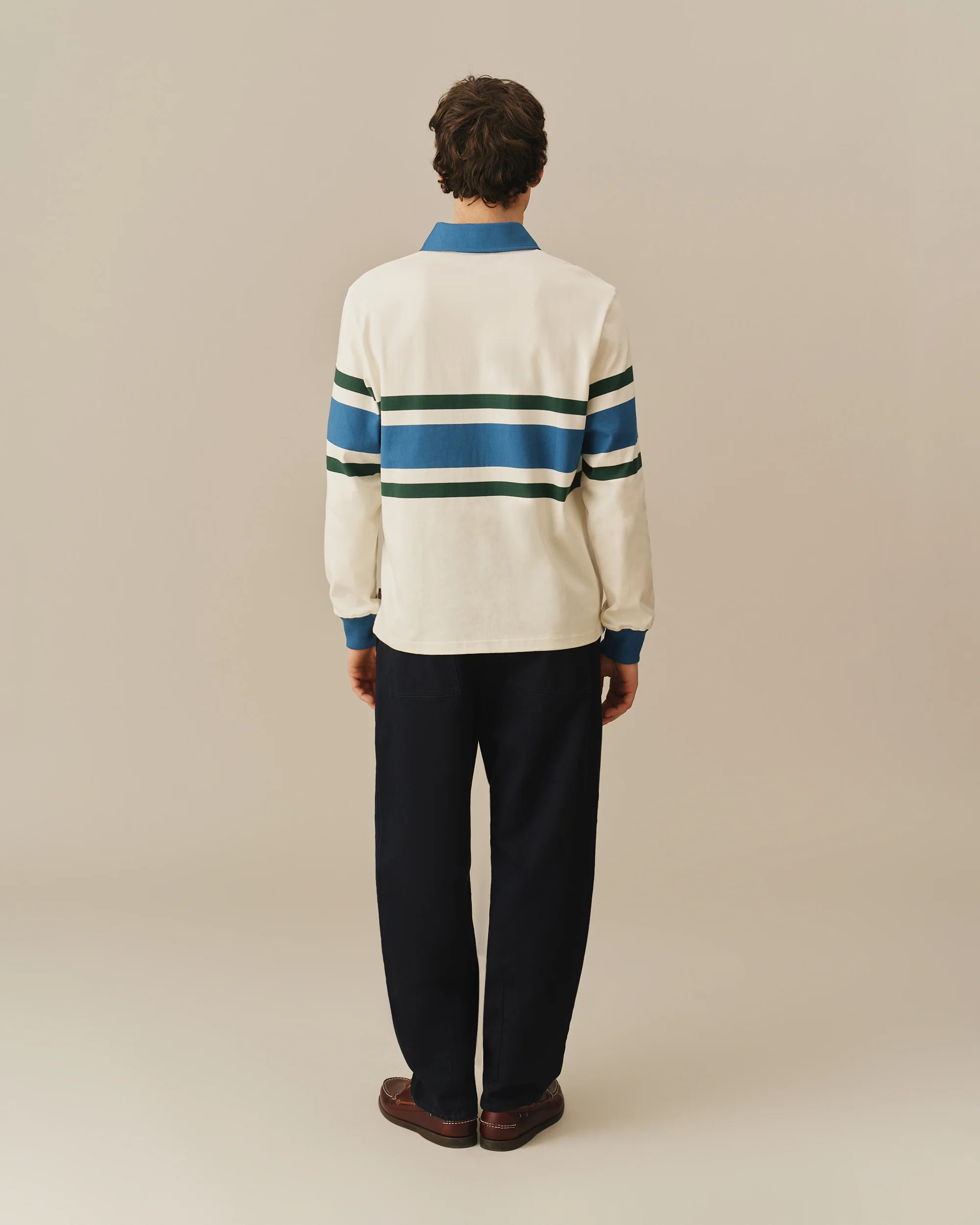 Cotton Center Stripe Rugby White - Image 5