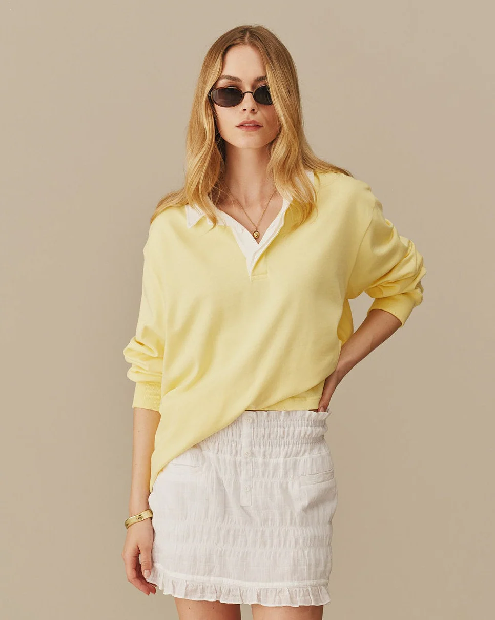 Cotton Contrast Collar Rugby Yellow - Image 11