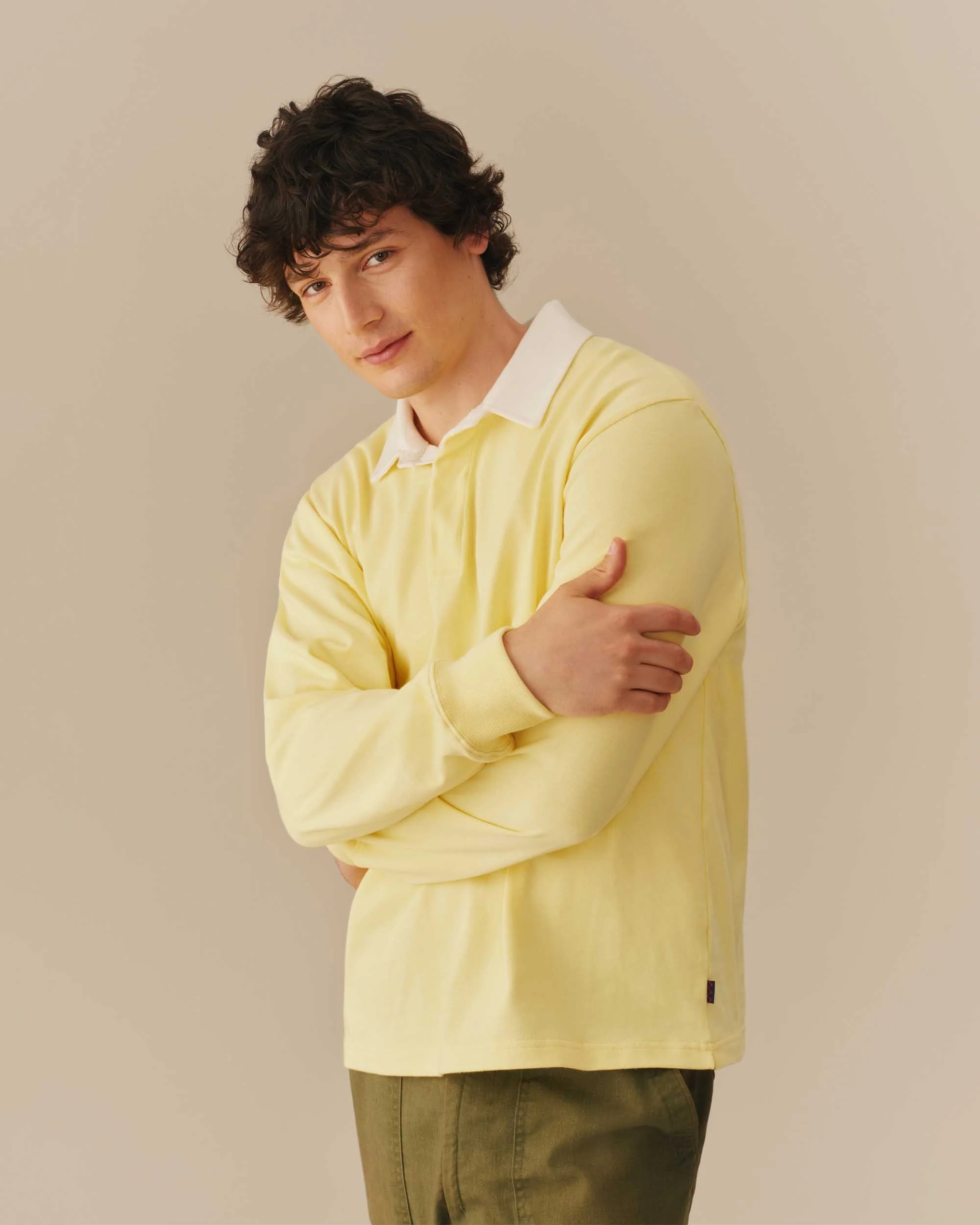 Cotton Contrast Collar Rugby Yellow - Image 5