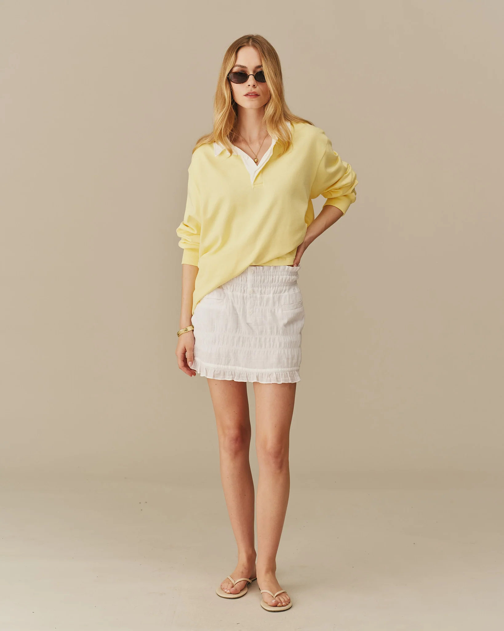 Cotton Contrast Collar Rugby Yellow - Image 8
