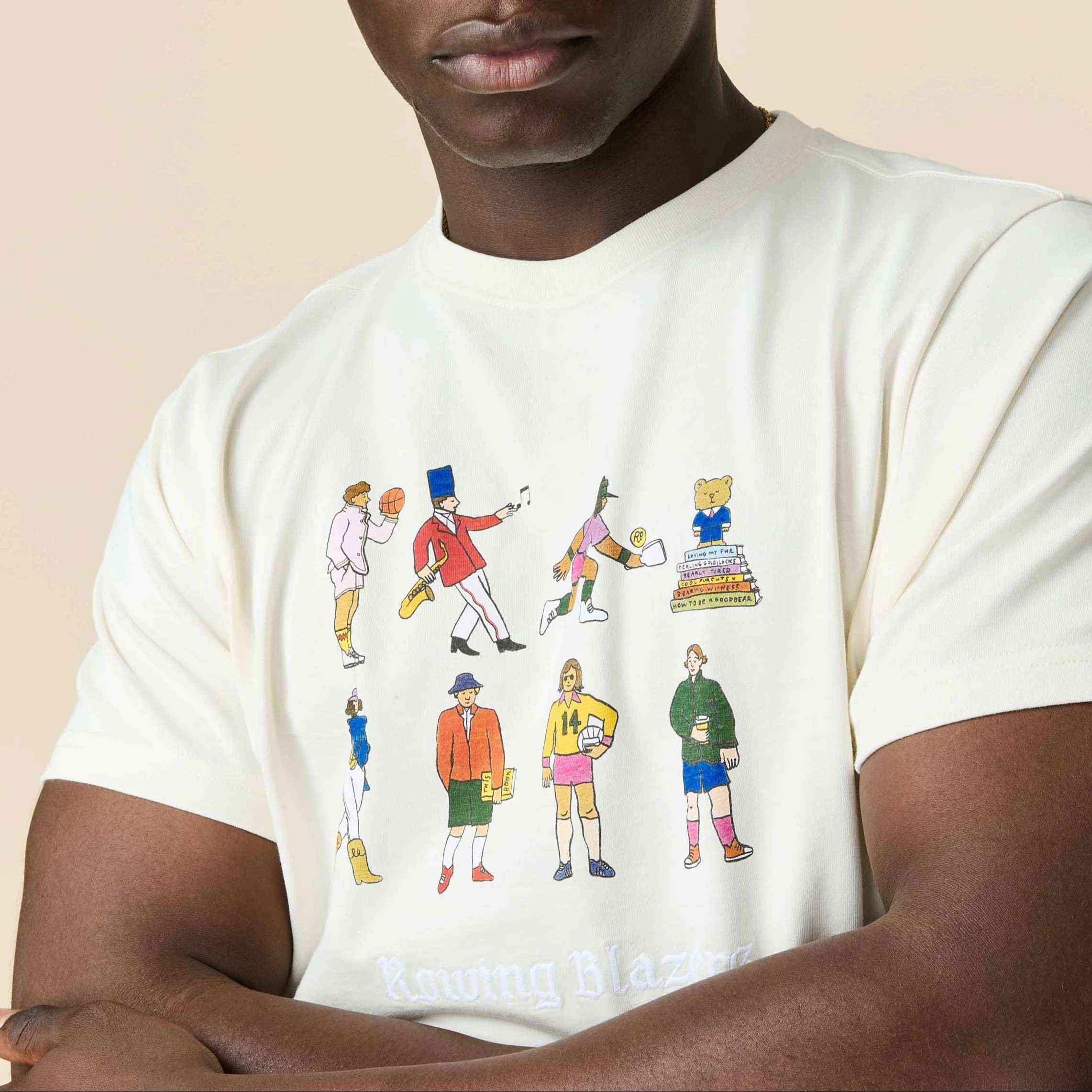 Men's Cotton Extra Curricular T-Shirt Cream - Image 4