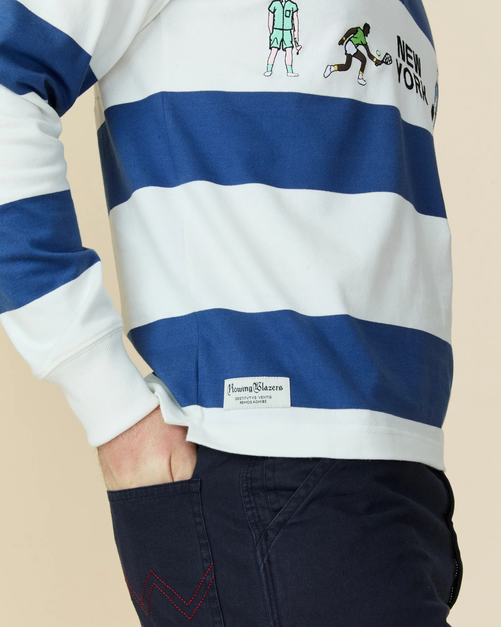 Cotton New York Rugby Blue White Stripe - Image 8