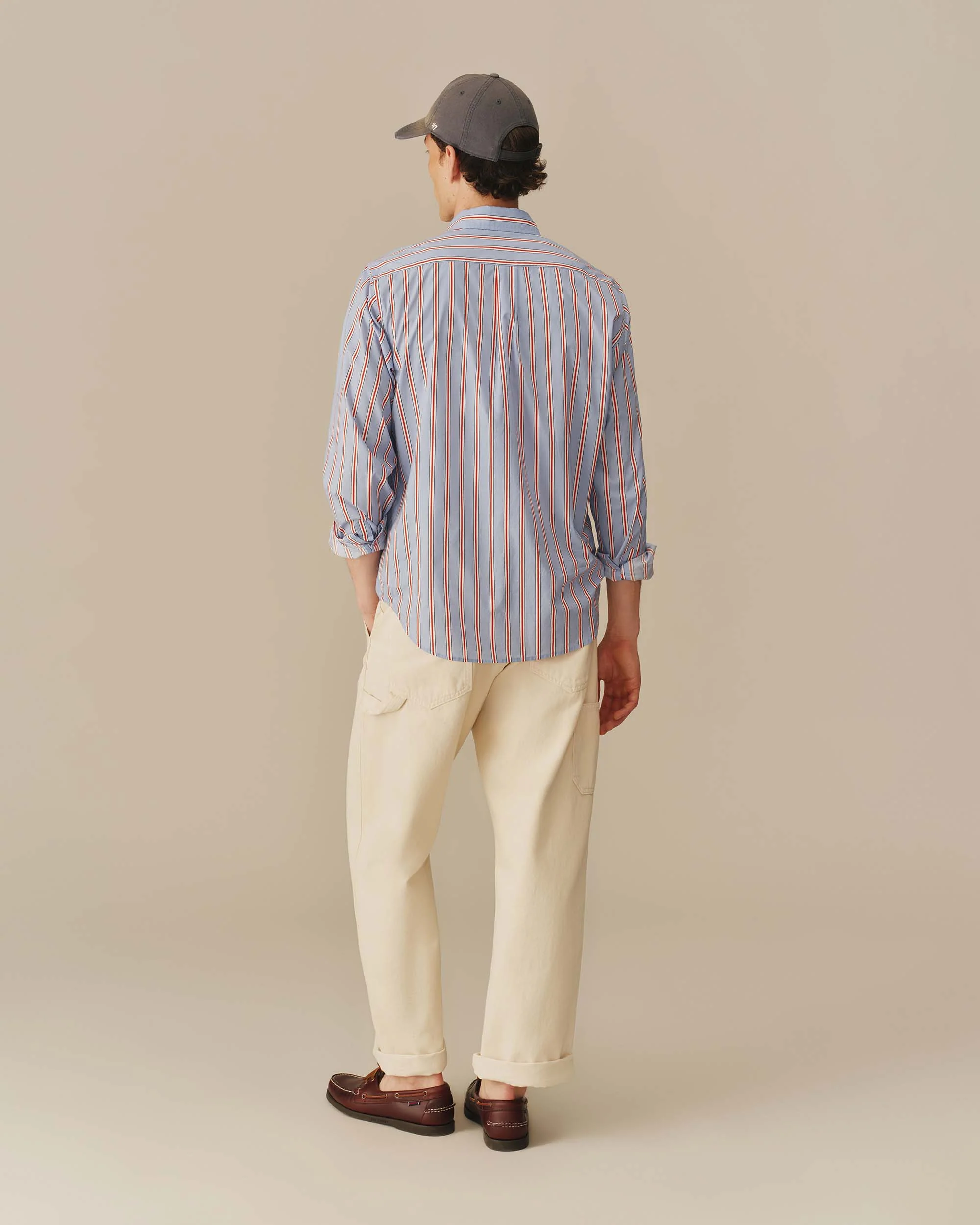 Men's Cotton Running Stripe Shirt Blue - Image 3