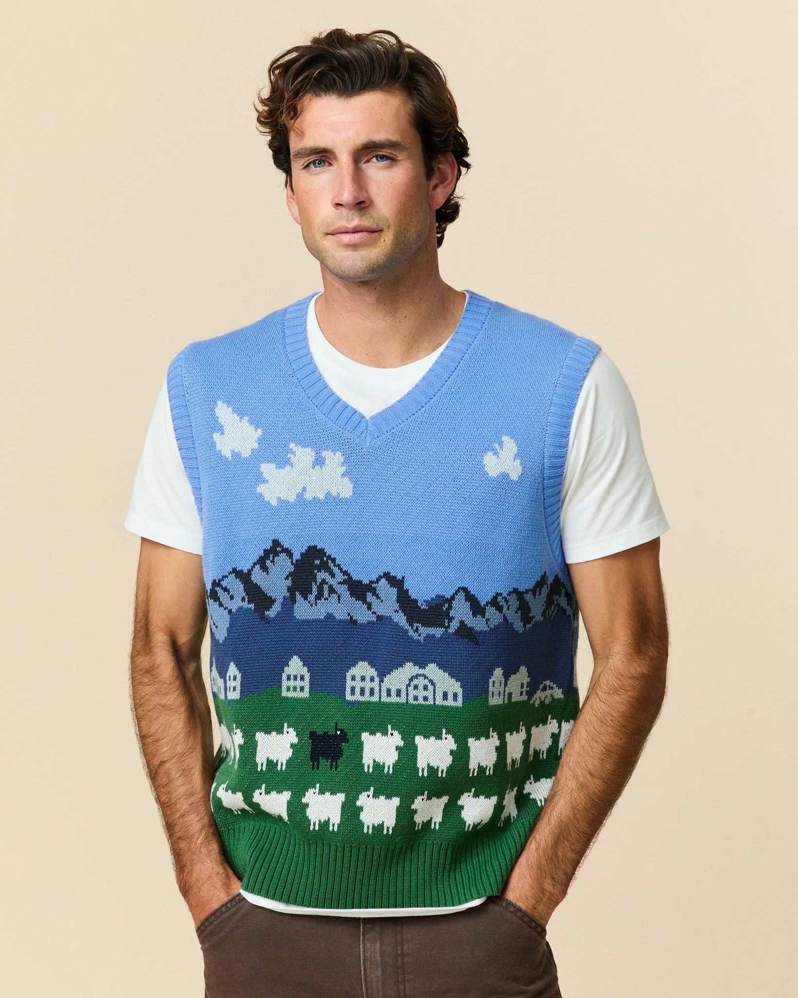 Cotton Sheep Fairisle Sweater Vest Blue - Image 3