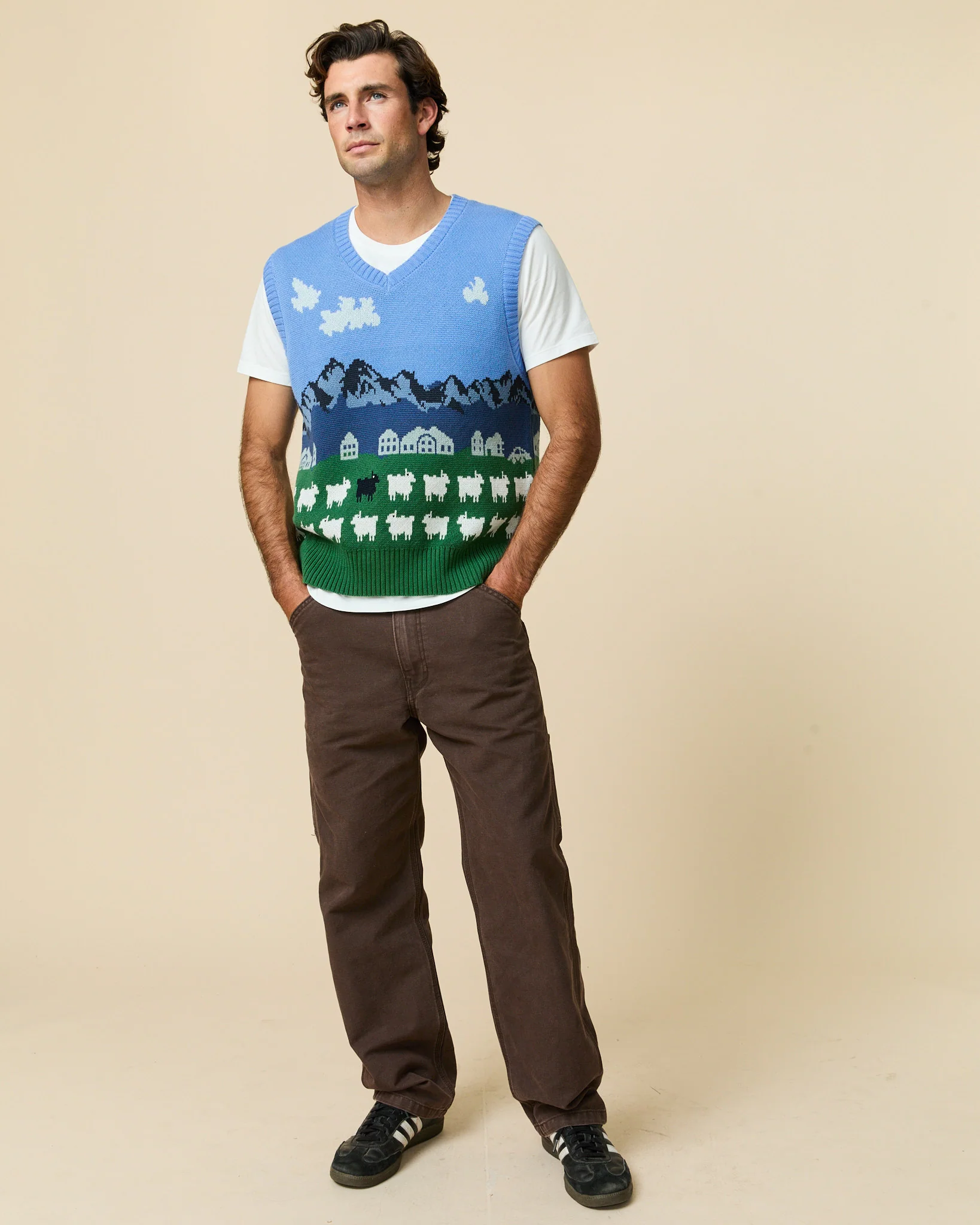 Cotton Sheep Fairisle Sweater Vest Blue - Image 4