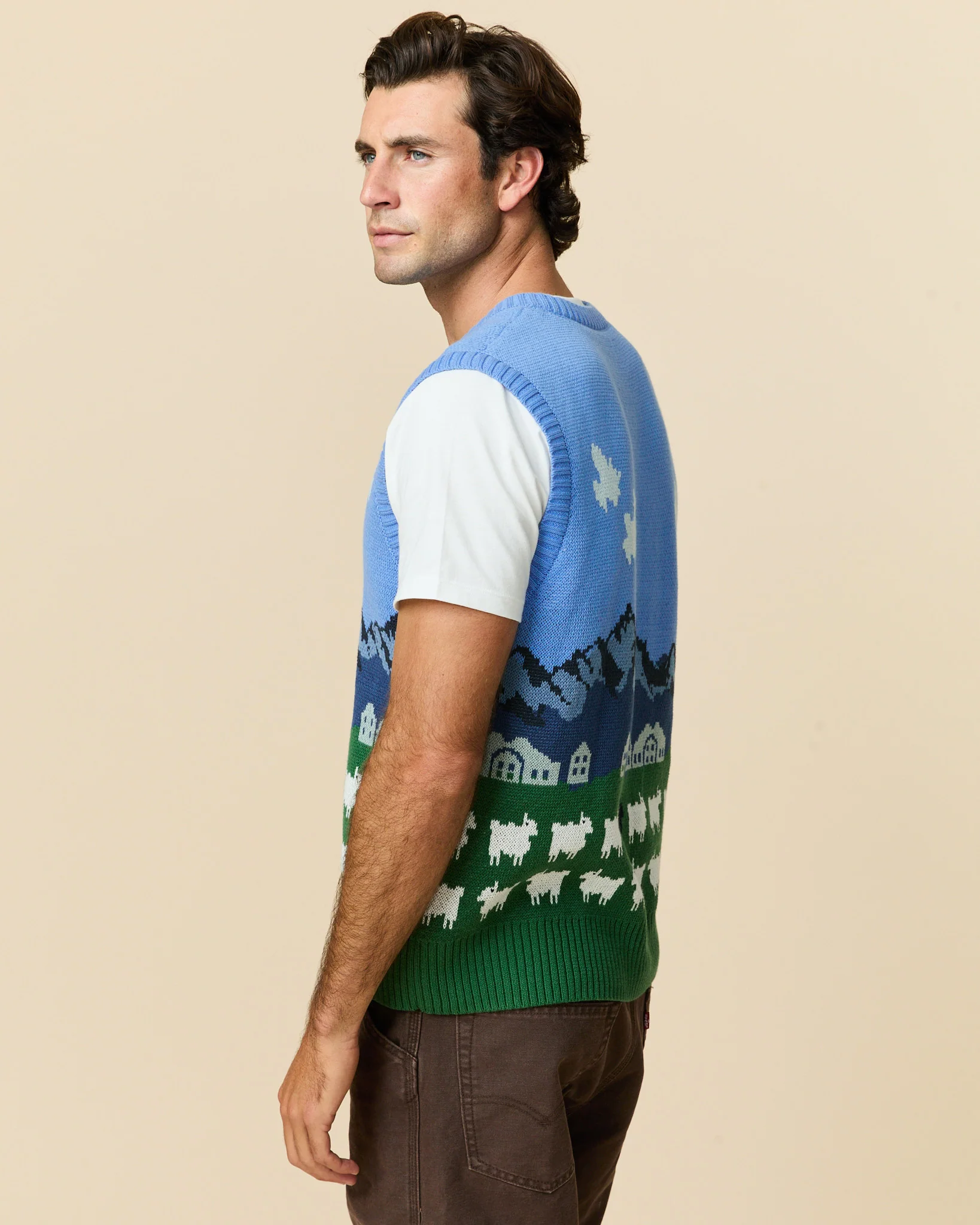 Cotton Sheep Fairisle Sweater Vest Blue - Image 5