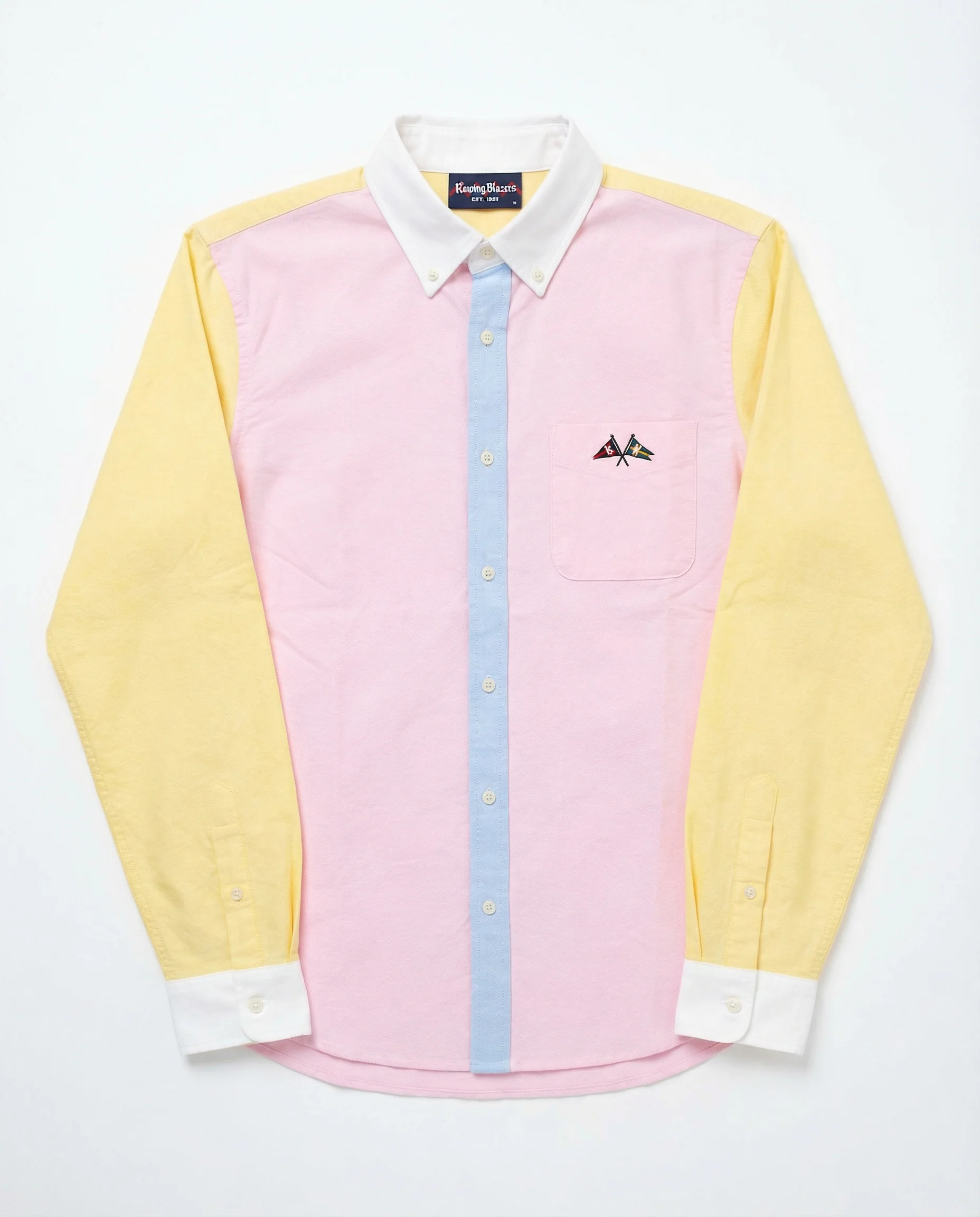 Men's Mixed Oxford Button Down Primary Colorblock - Image 5