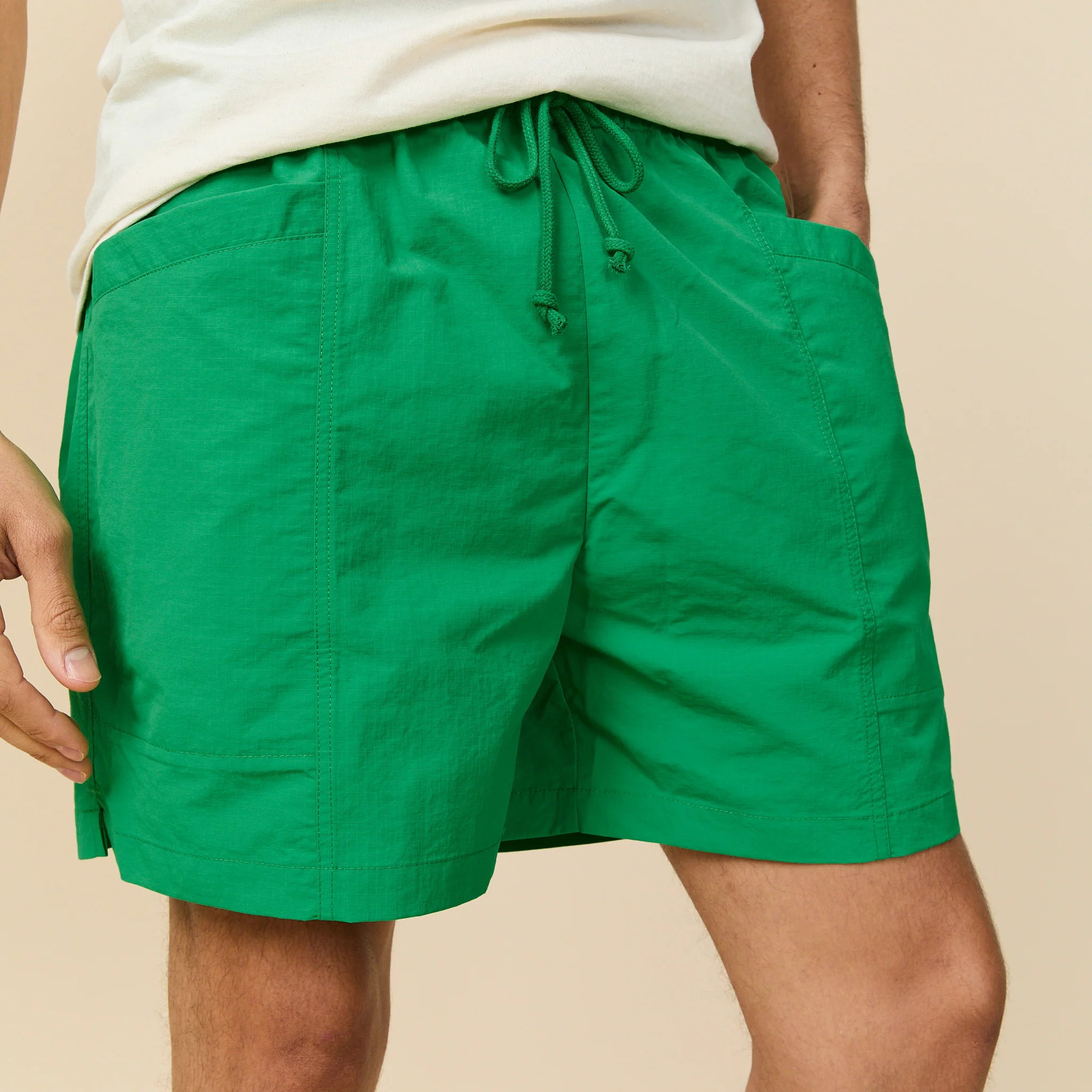 Rip Stop Nylon Draw Shorts Bright Green - Image 2