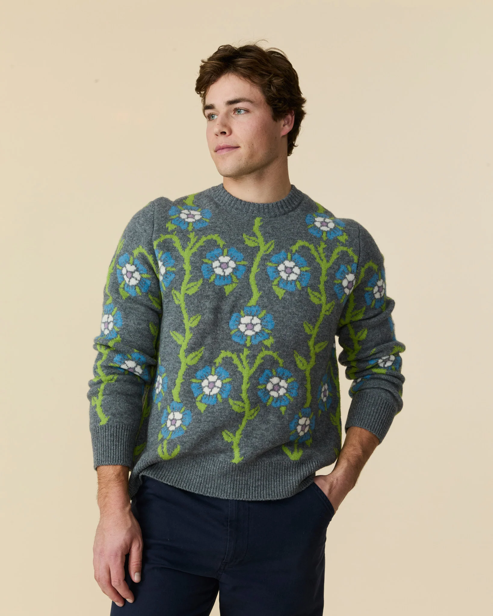 Roses Sweater Heather Grey Multi - Image 3