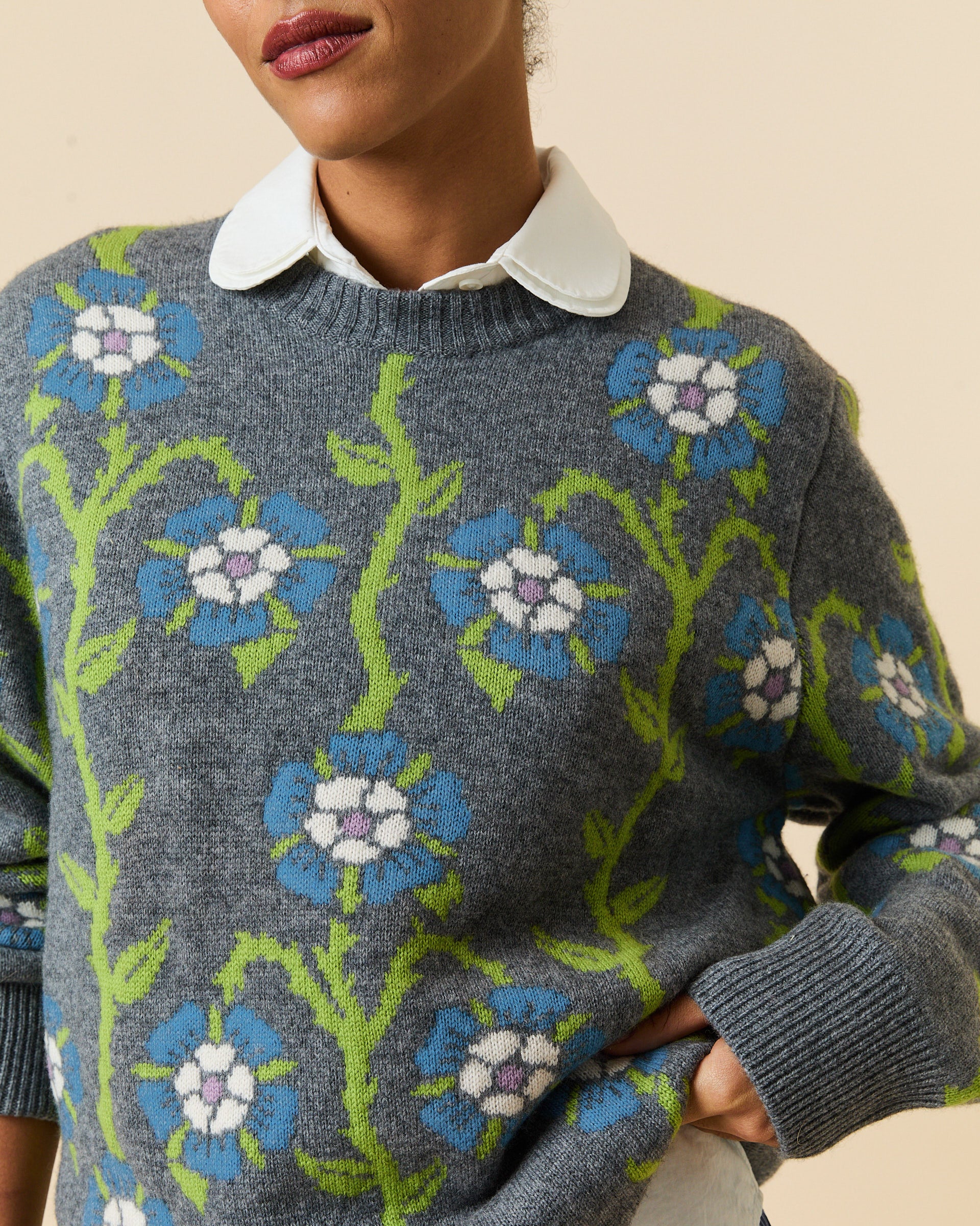 Roses Sweater Heather Grey Multi - Image 7