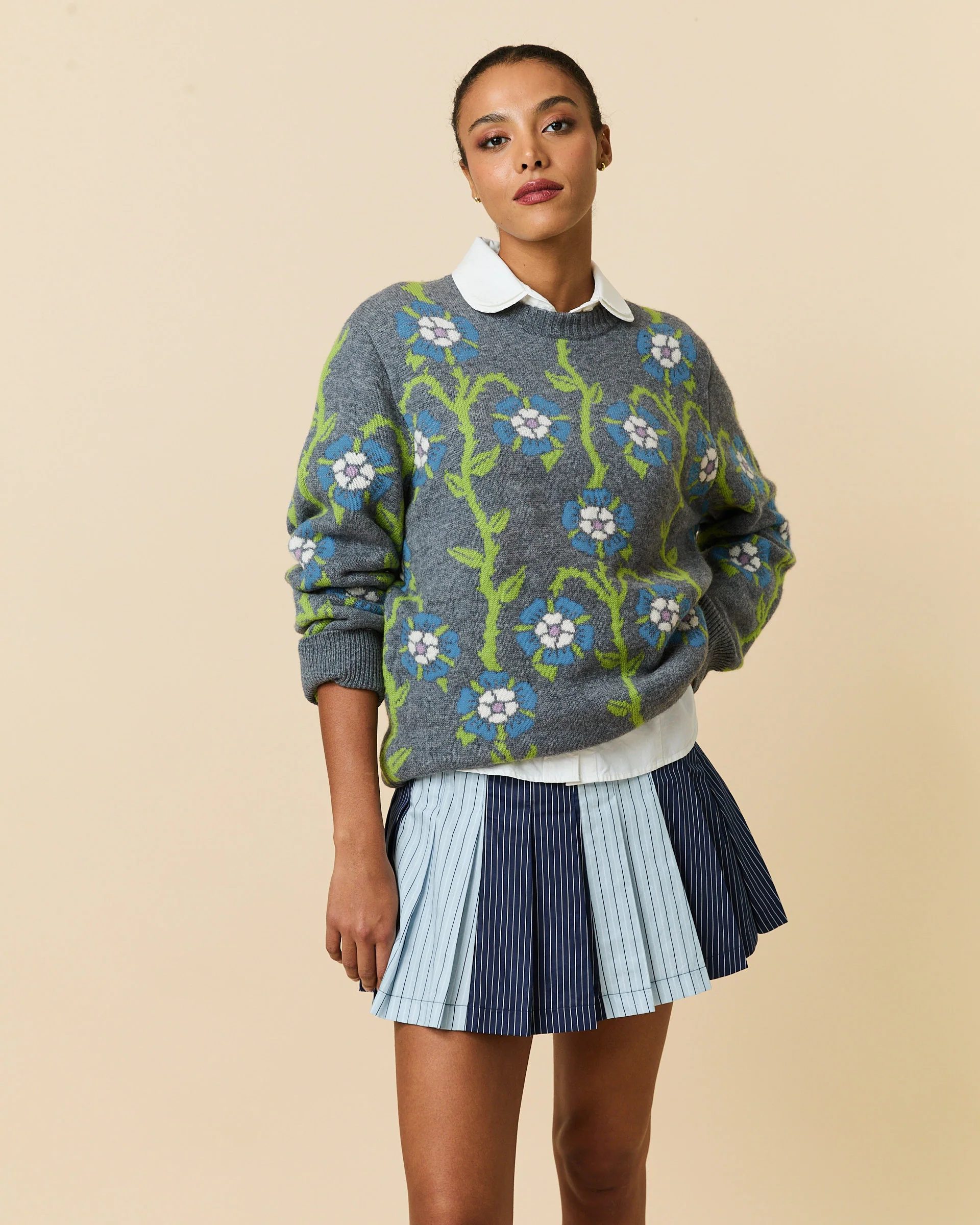 Roses Sweater Heather Grey Multi - Image 8