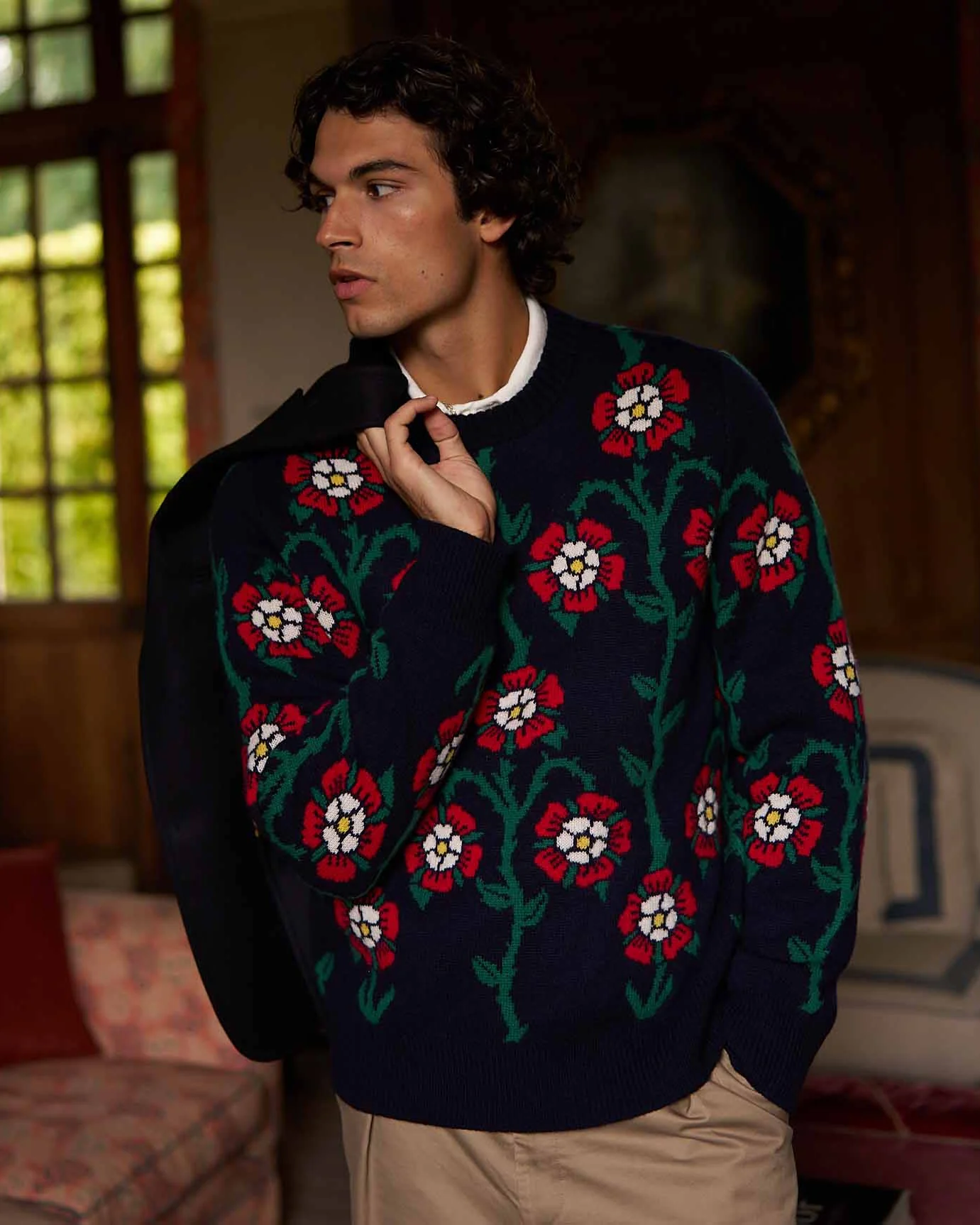 Roses Sweater Navy Multi - Image 3