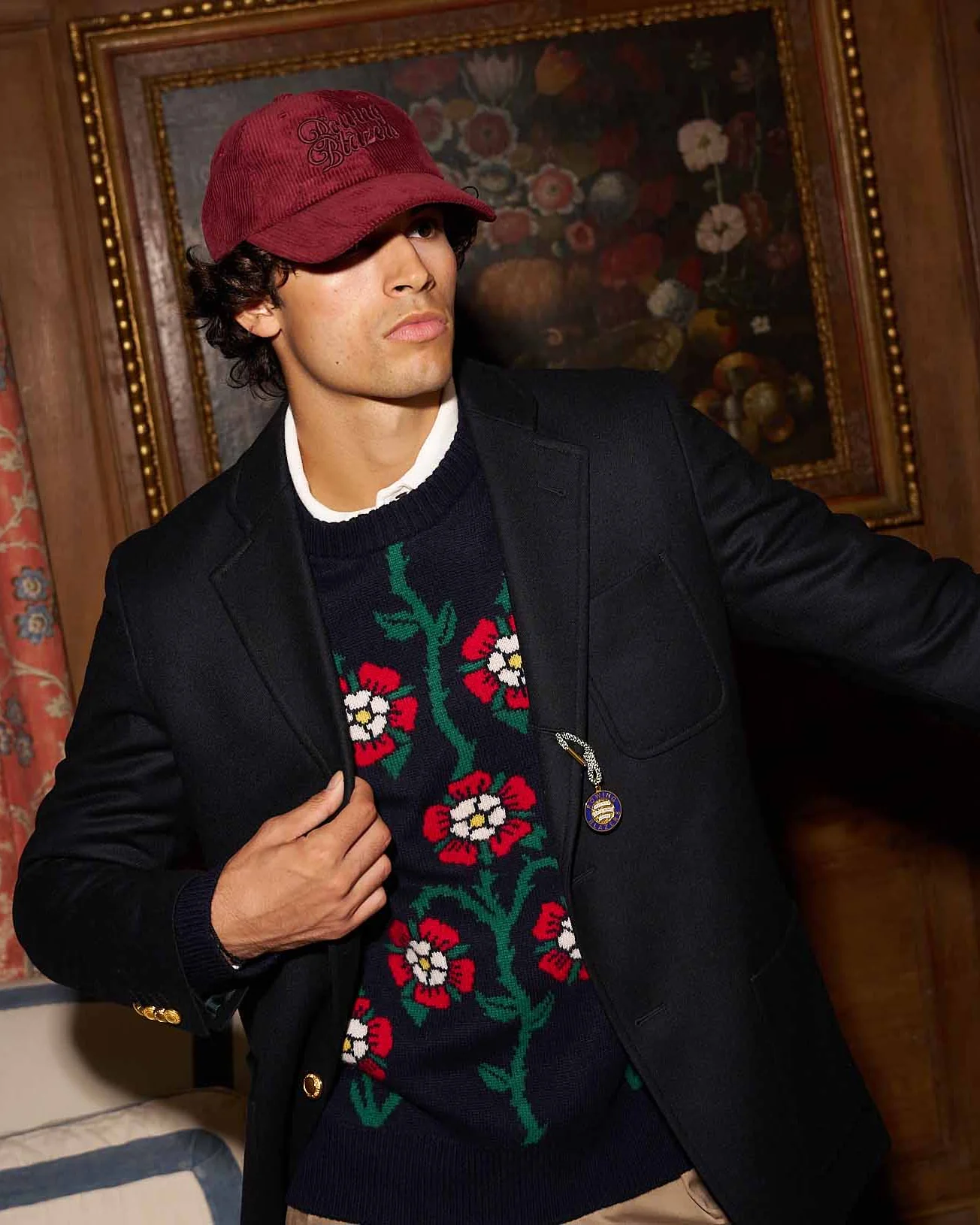 Roses Sweater Navy Multi - Image 4