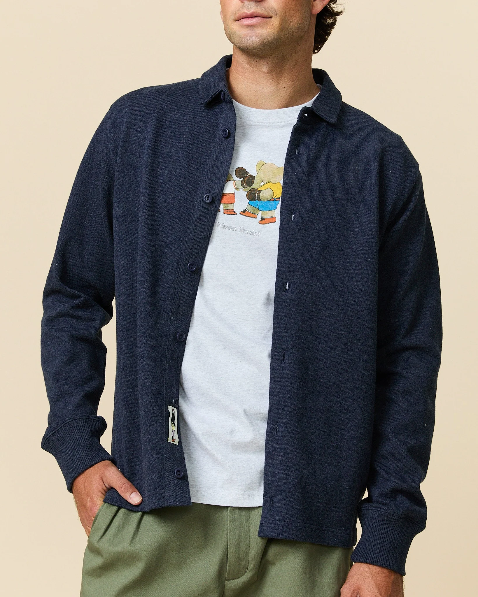 Rugby Overshirt Navy - Image 3