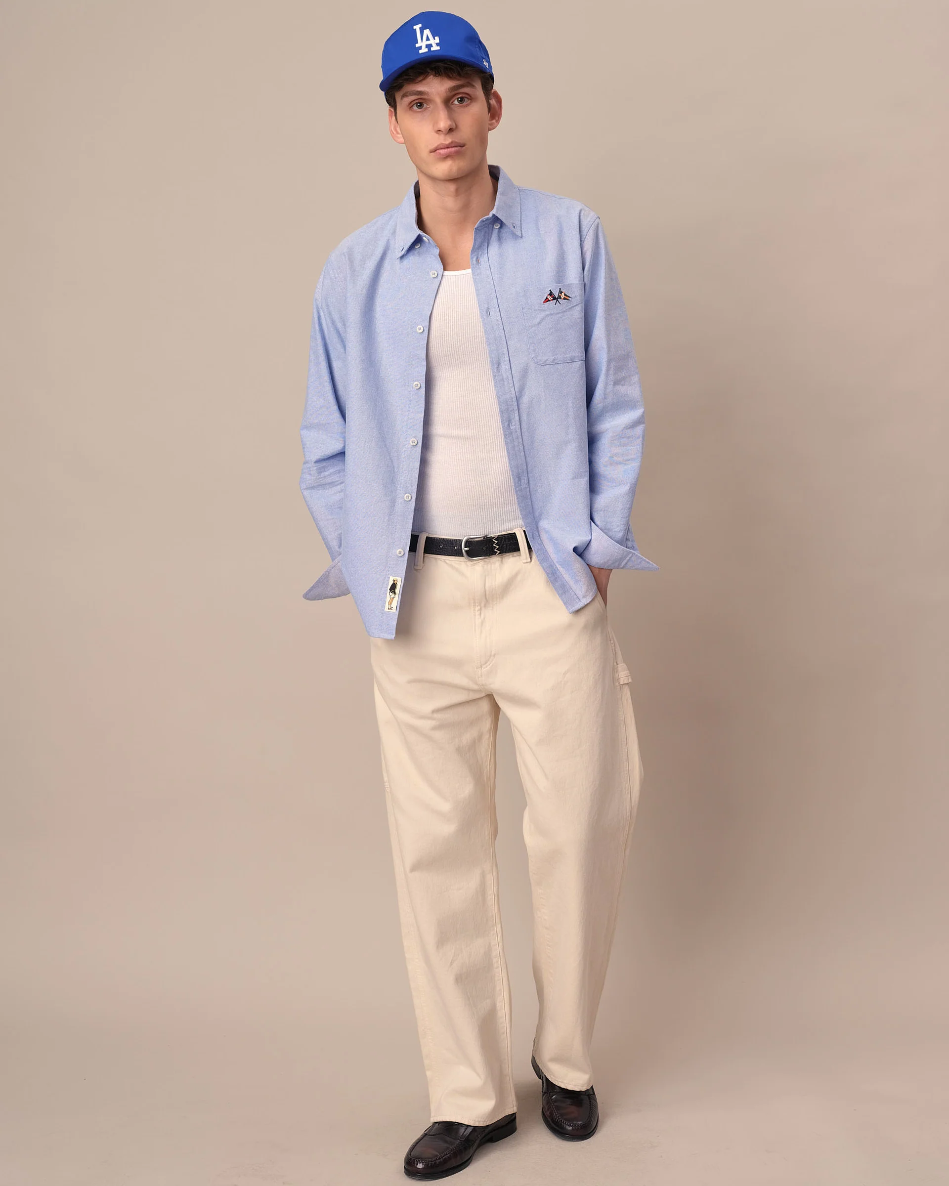 Men's Solid Oxford Shirt Blue - Image 3