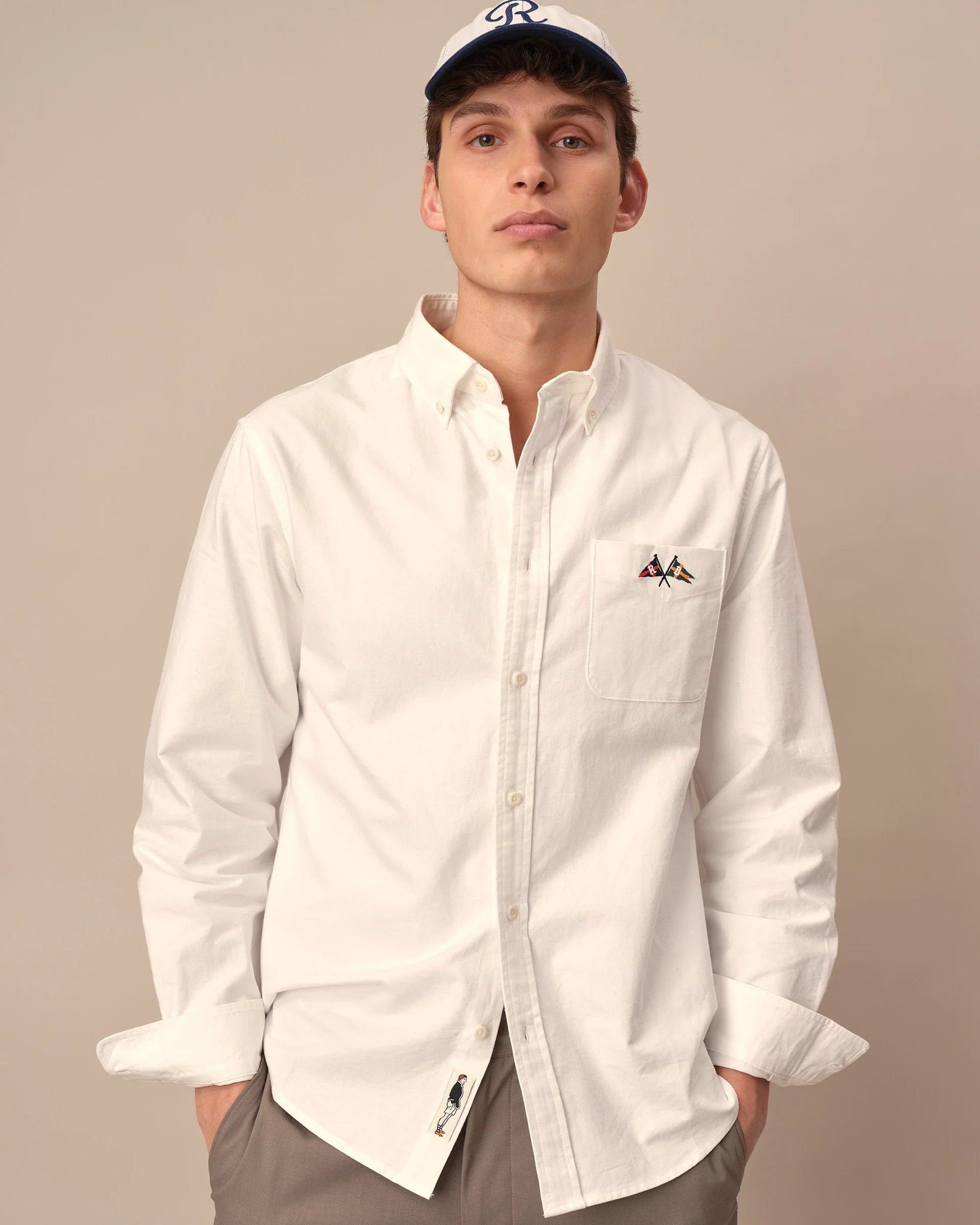Men's Solid Oxford Shirt White - Image 4