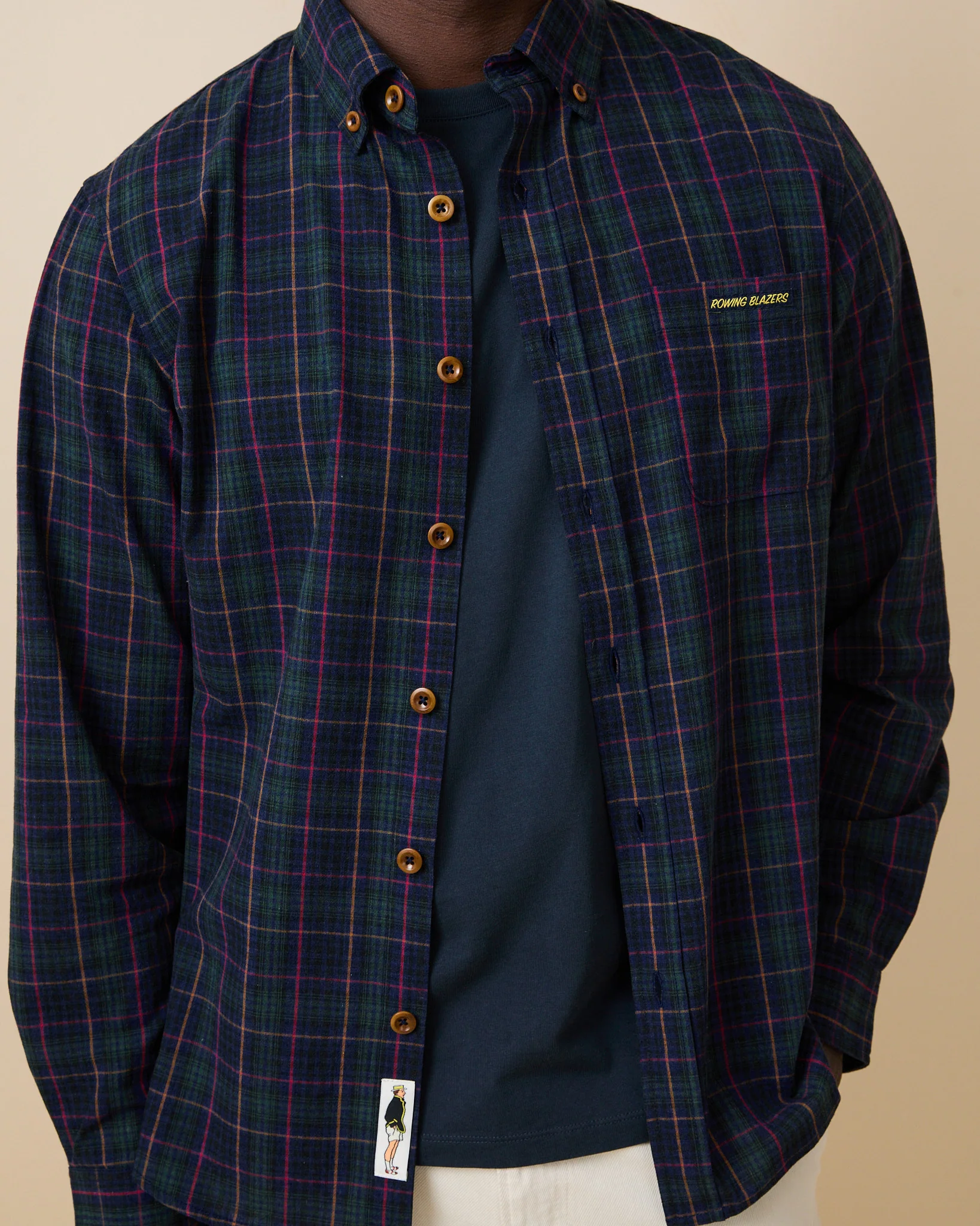 Men's Spring Plaid Shirt Evergreen Cotton Plaid - Image 3