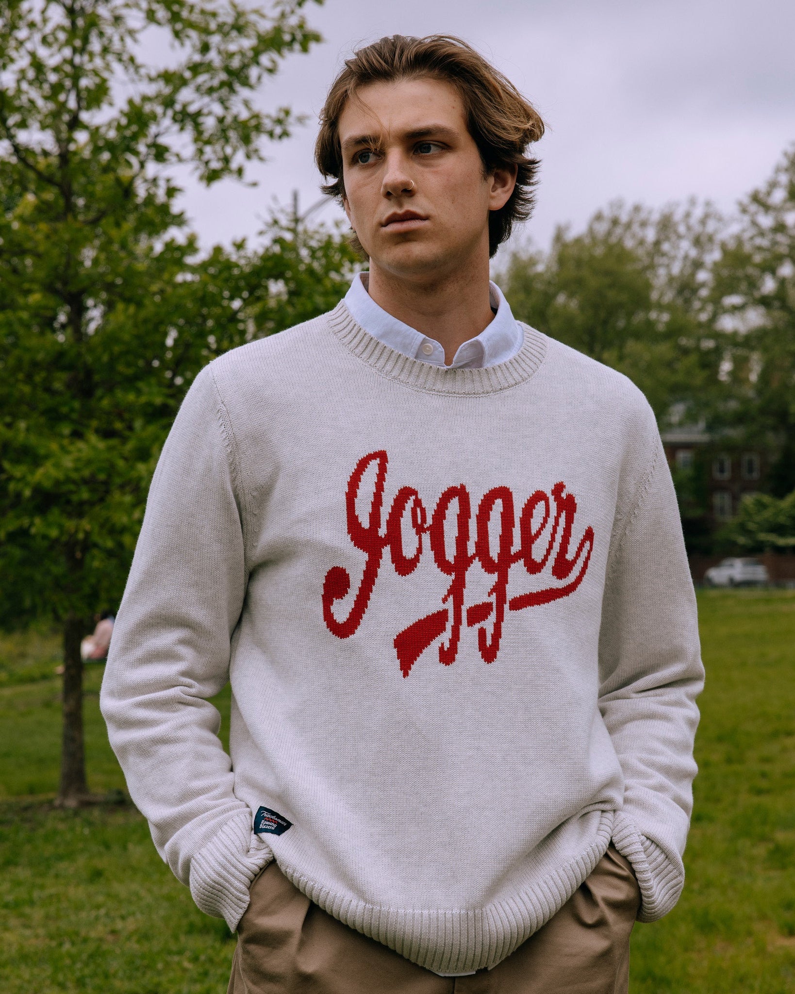 Tracksmith Cotton Jogger Sweater Heather Natural - Image 2