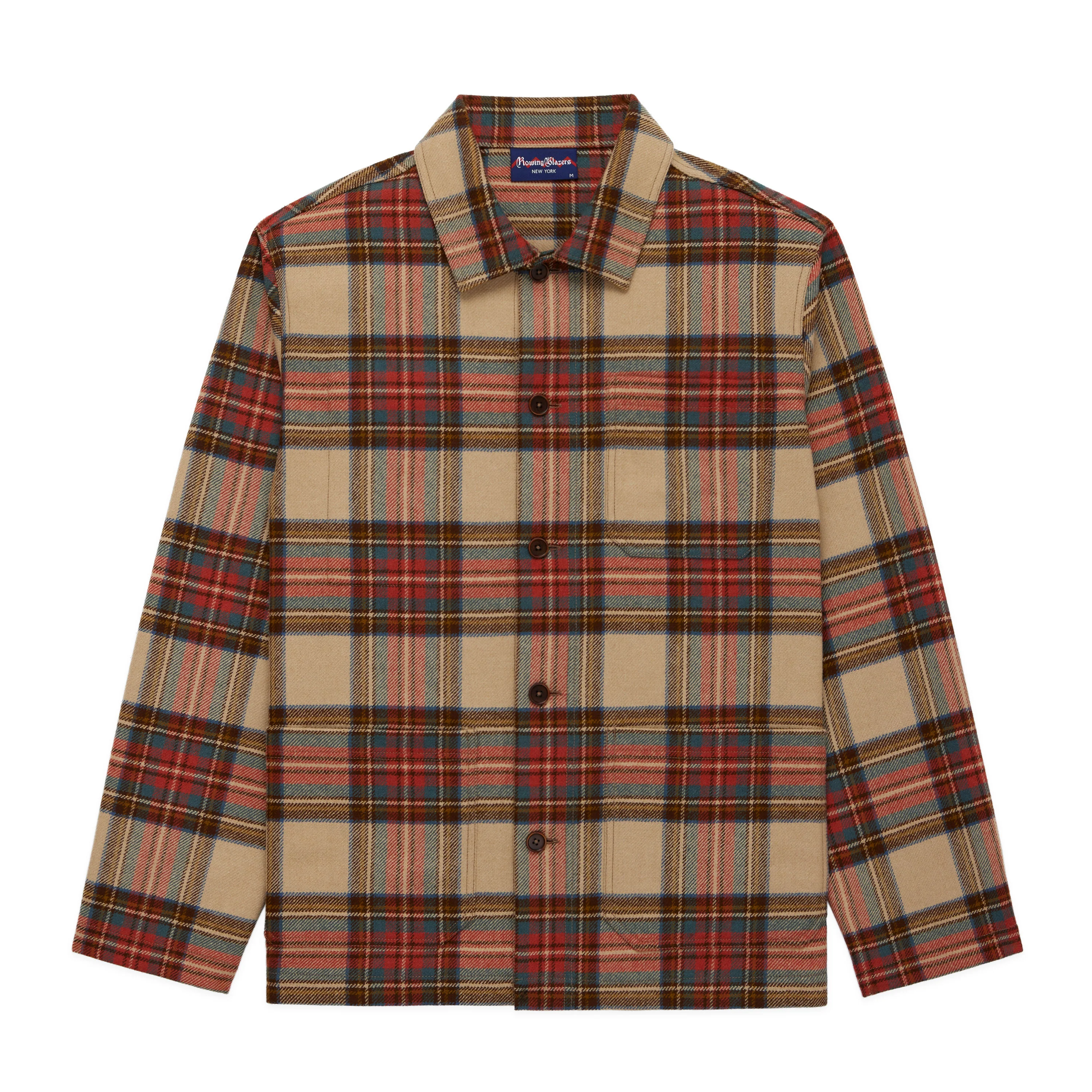 Men's Wool Stewart Tartan Chore Jacket Neutral Plaid