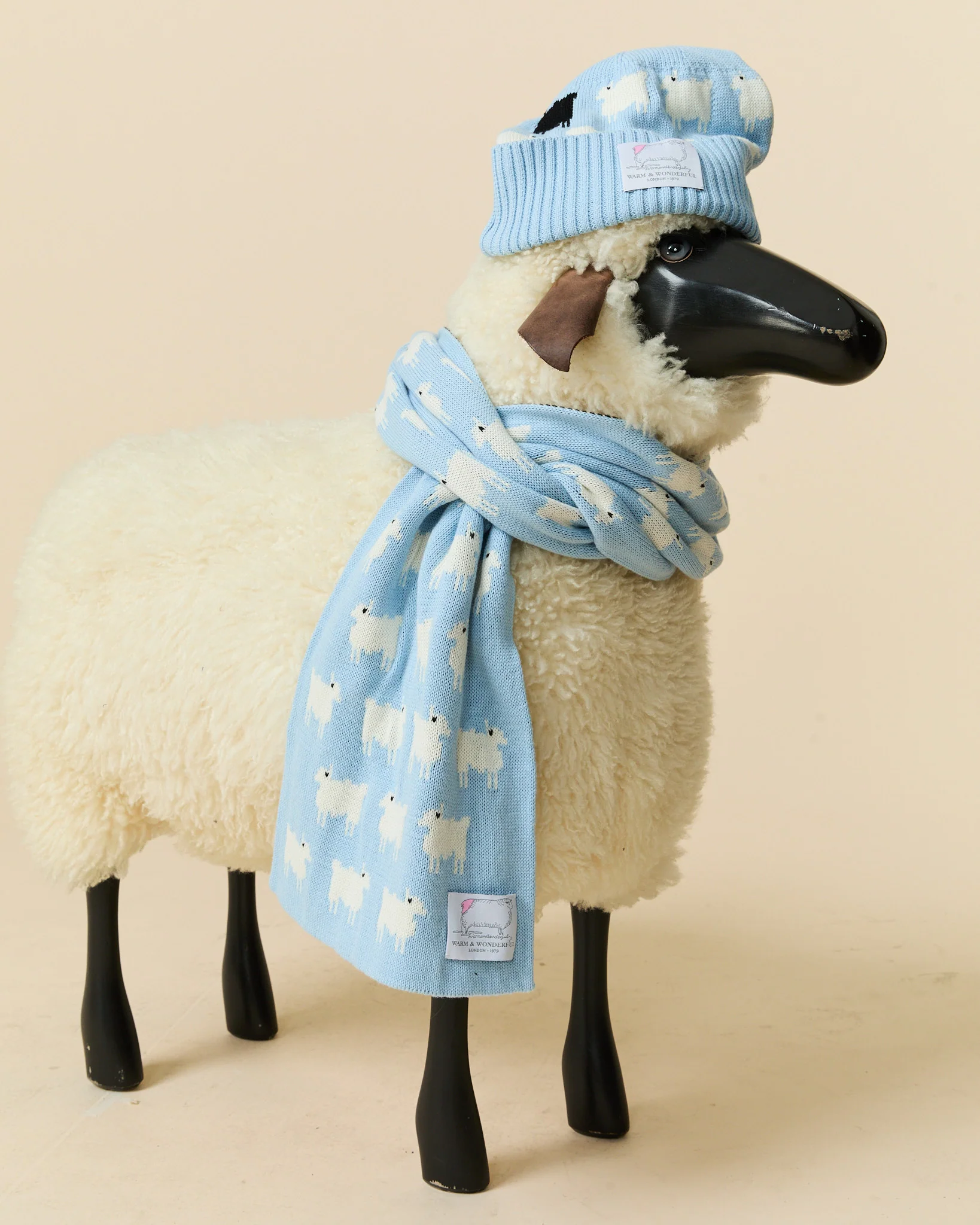 Sheep Cotton Scarf Blue - Image 4