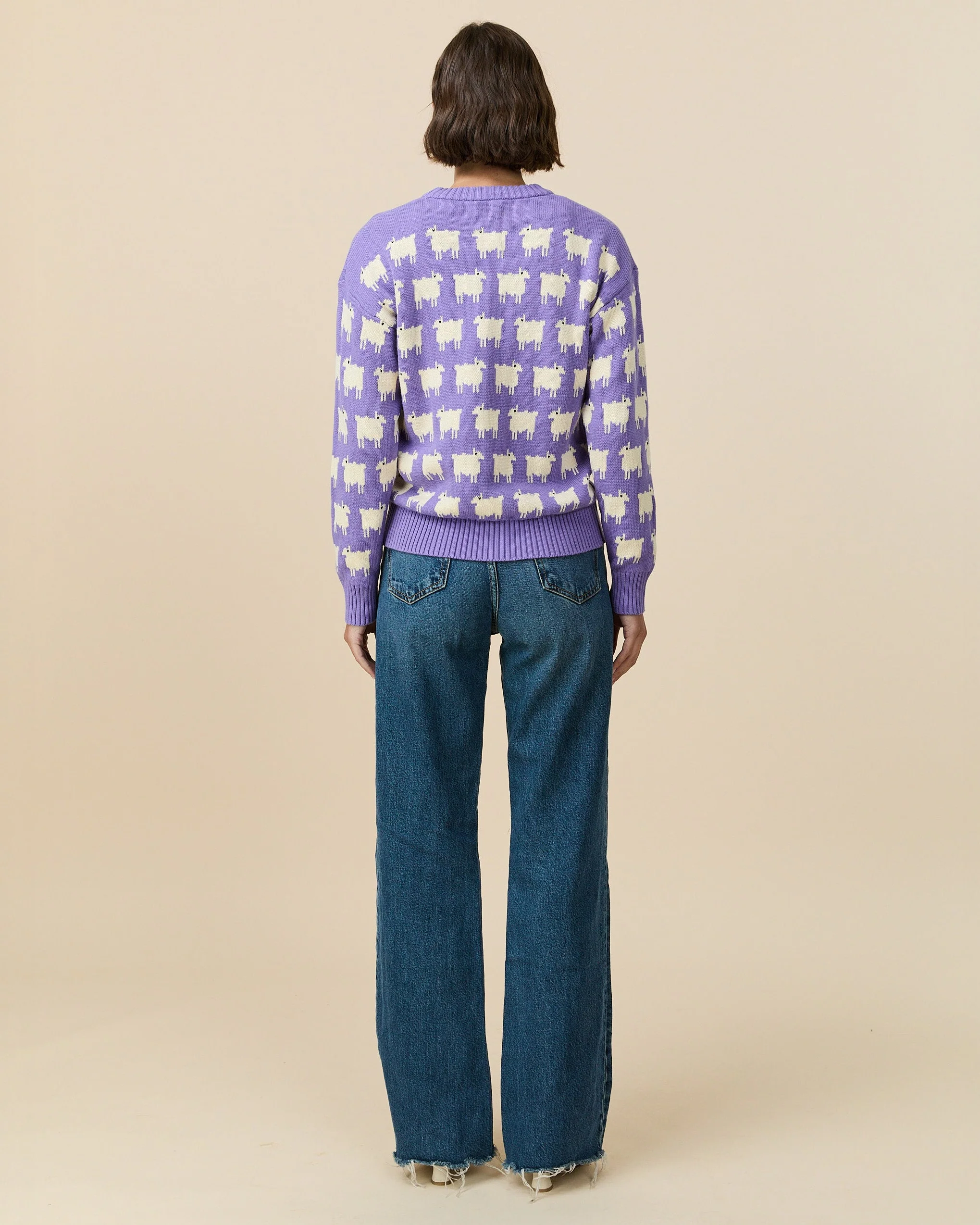 Warm & Wonderful Fitted "Diana Edition" Cotton Sheep Sweater Lavender - Image 3