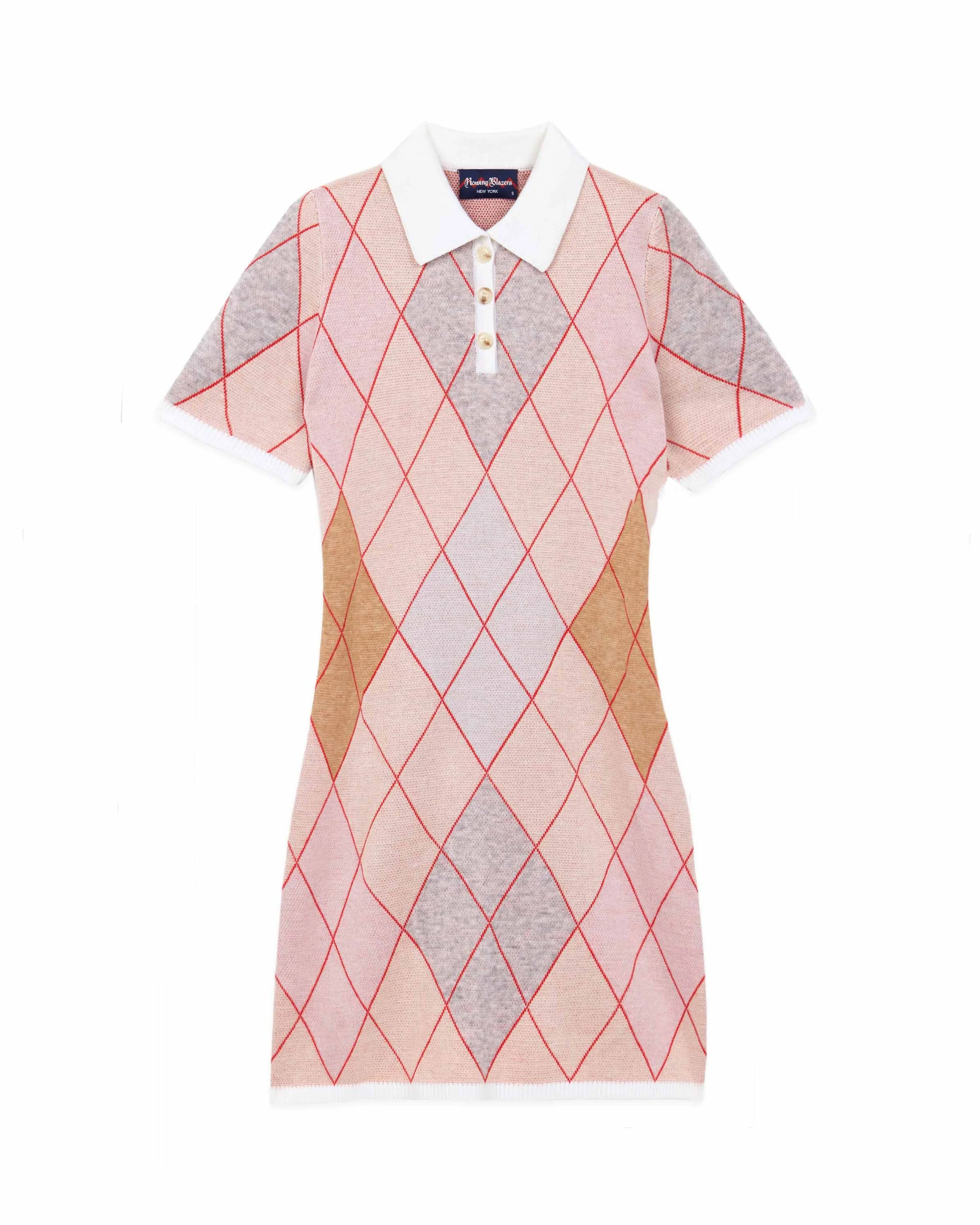 Women's Argyle Sweater Dress Camel Argyle - Image 6