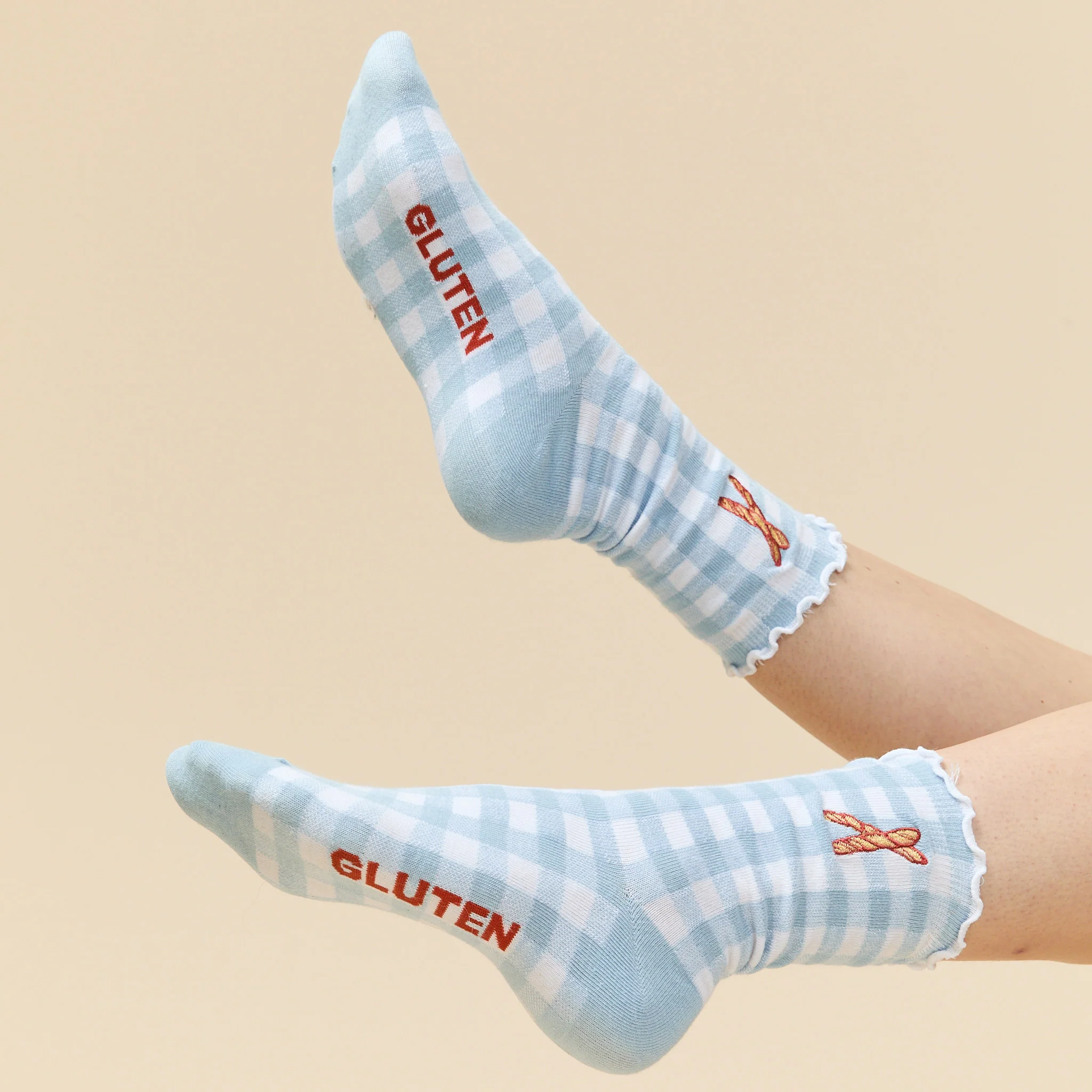 Women's Baguette Socks Blue/White Gingham - Image 2