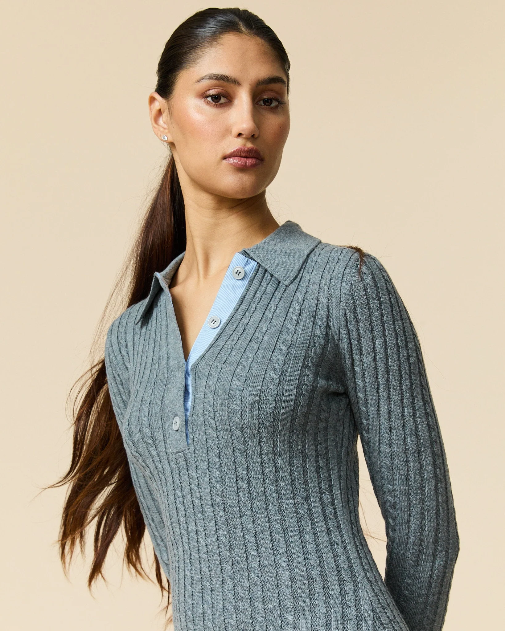 Women's Cable Cardigan Dress Heather Gray - Image 4
