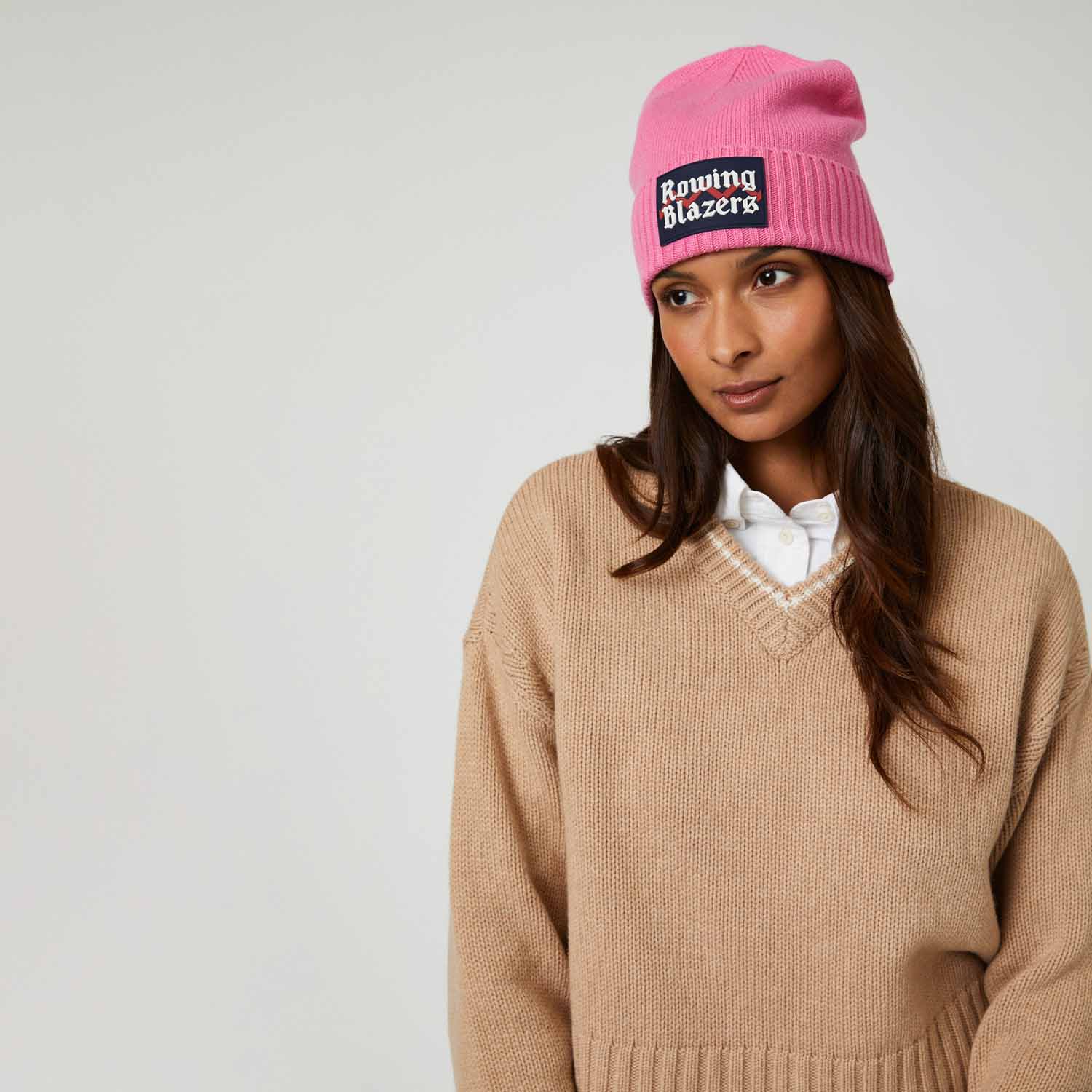 Cashmere Callie V Neck Sweater Camel - Image 5