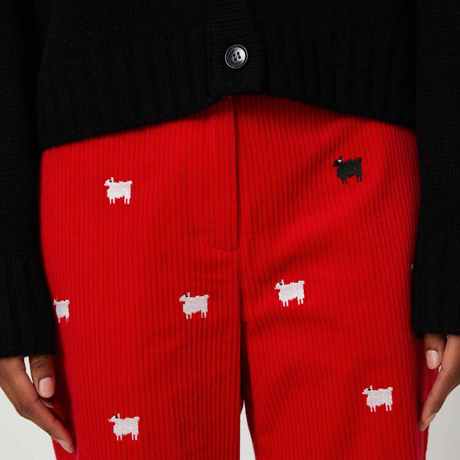 Women's Corduroy Sheep Critter Pant Diana Red - Image 8