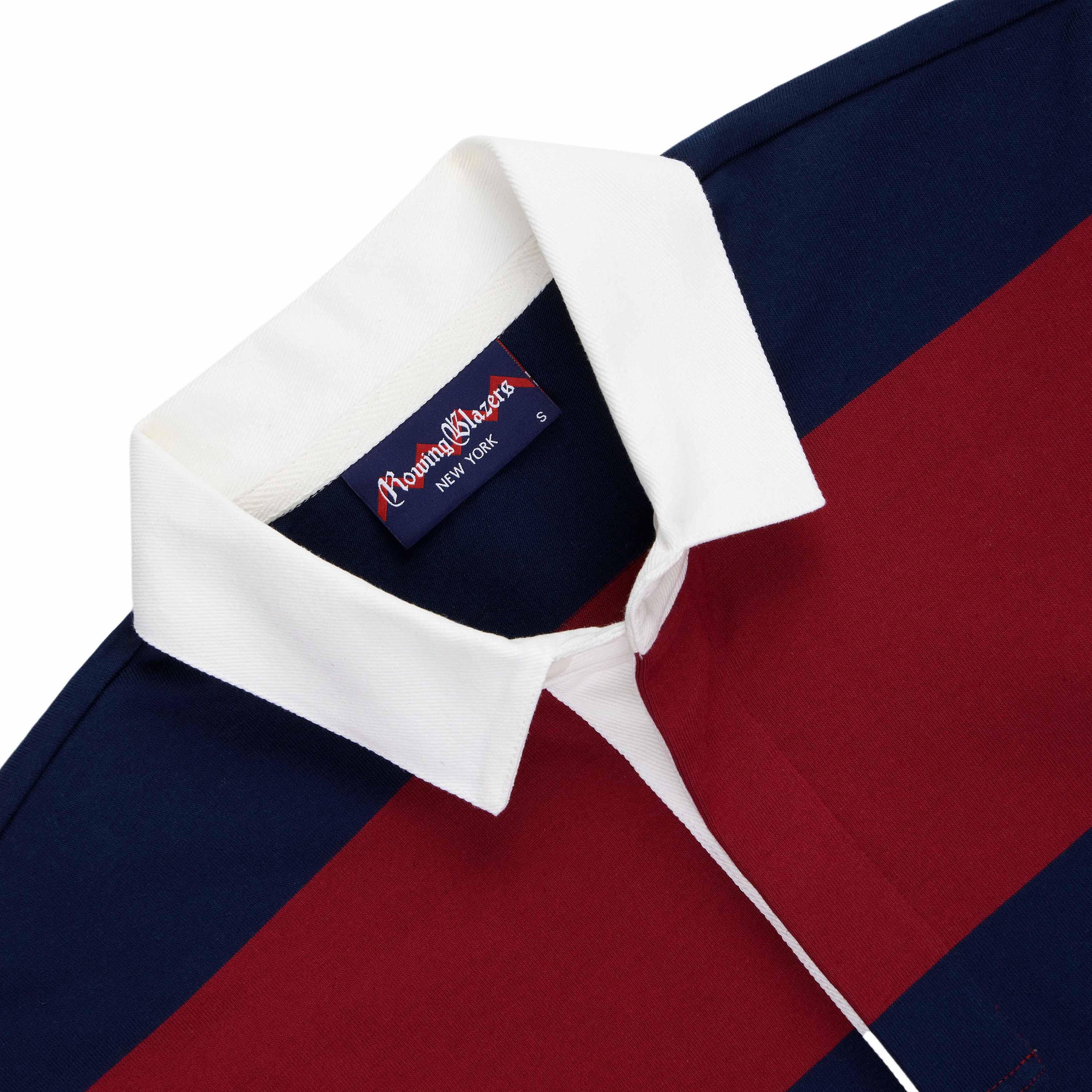 Women's Cotton Stripe Rugby Dress Navy Burgundy - Image 3