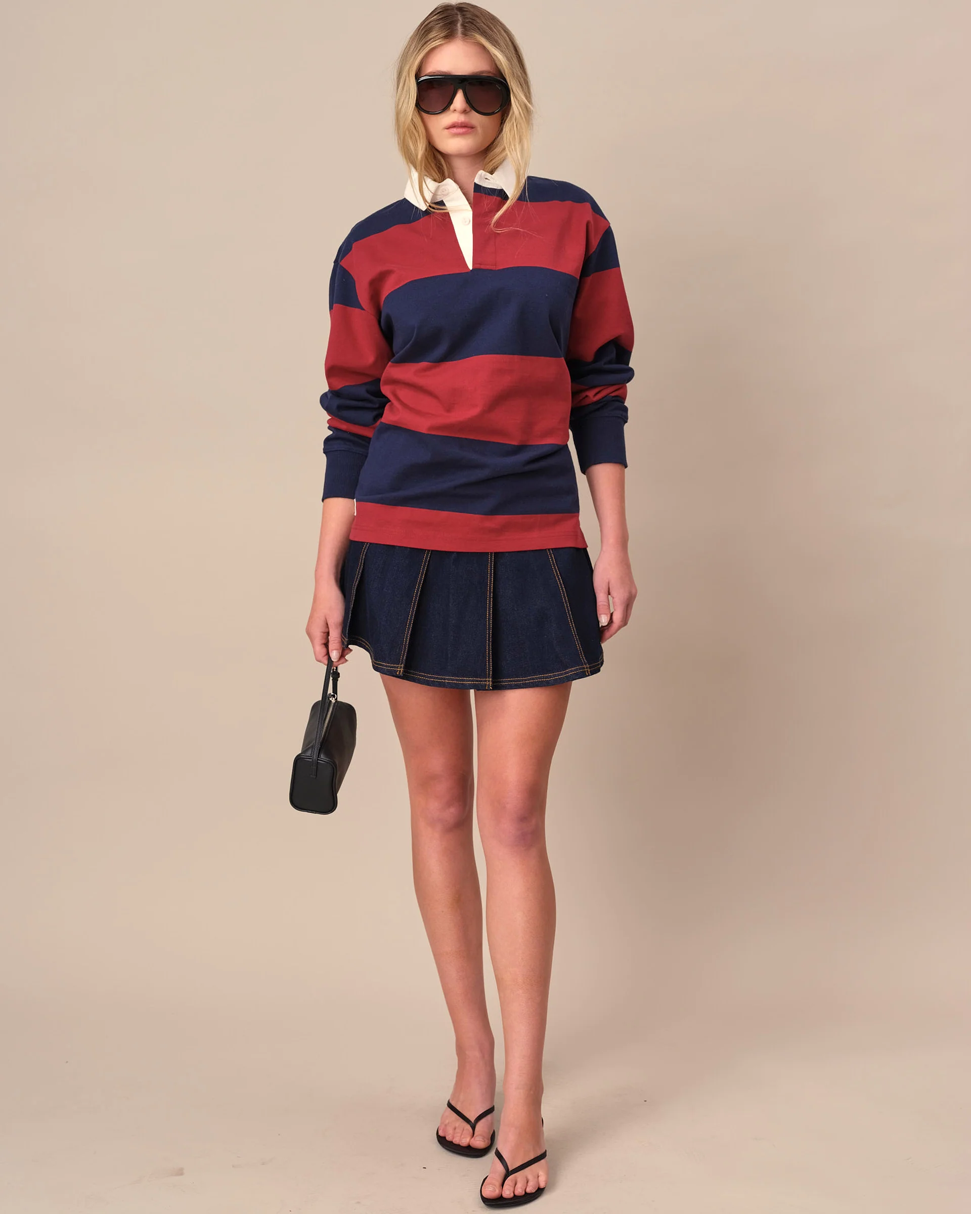 Women's Denim Pleated Mini Skirt Rinse Wash - Image 3