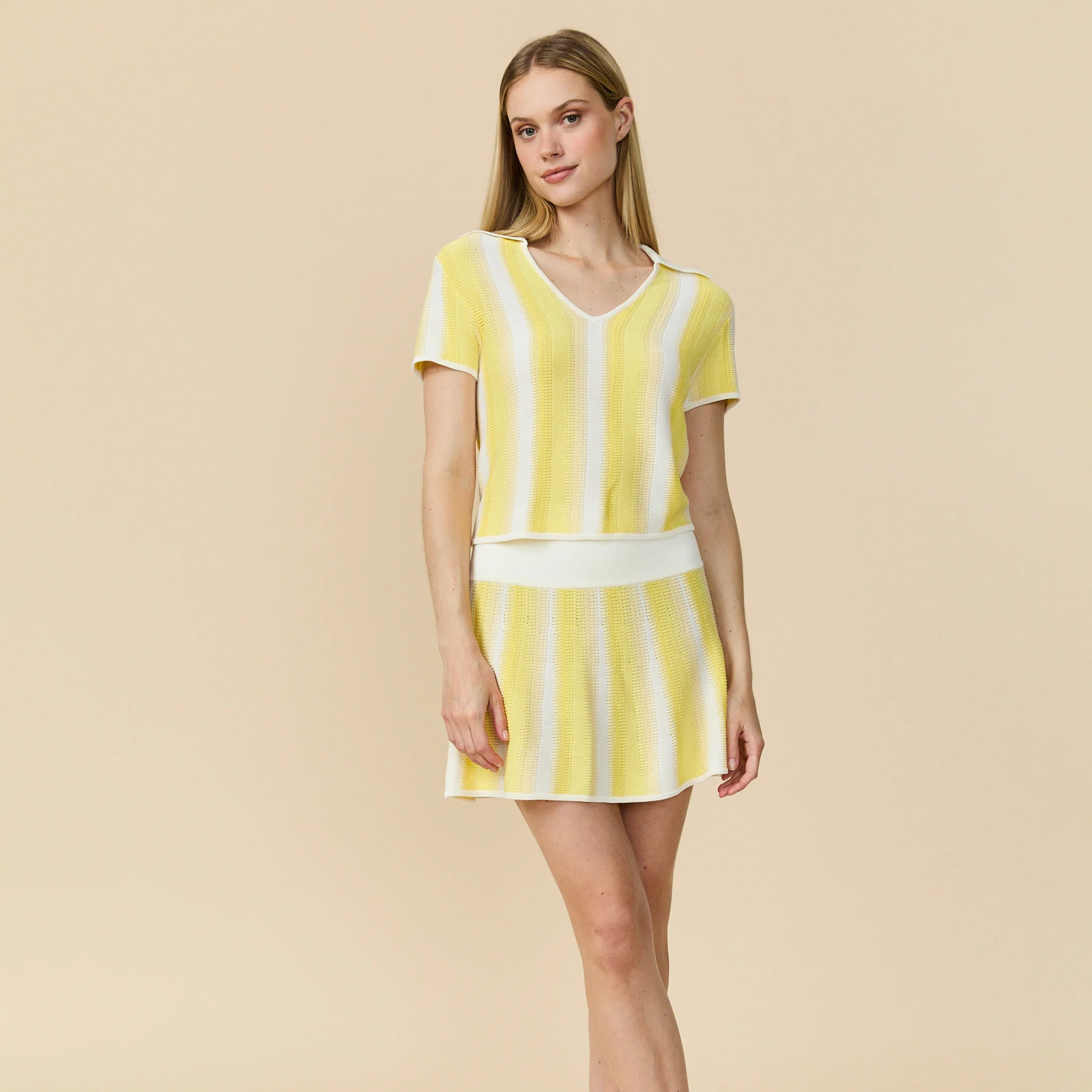 Women's Knit Skirt Pale Yellow - Image 3