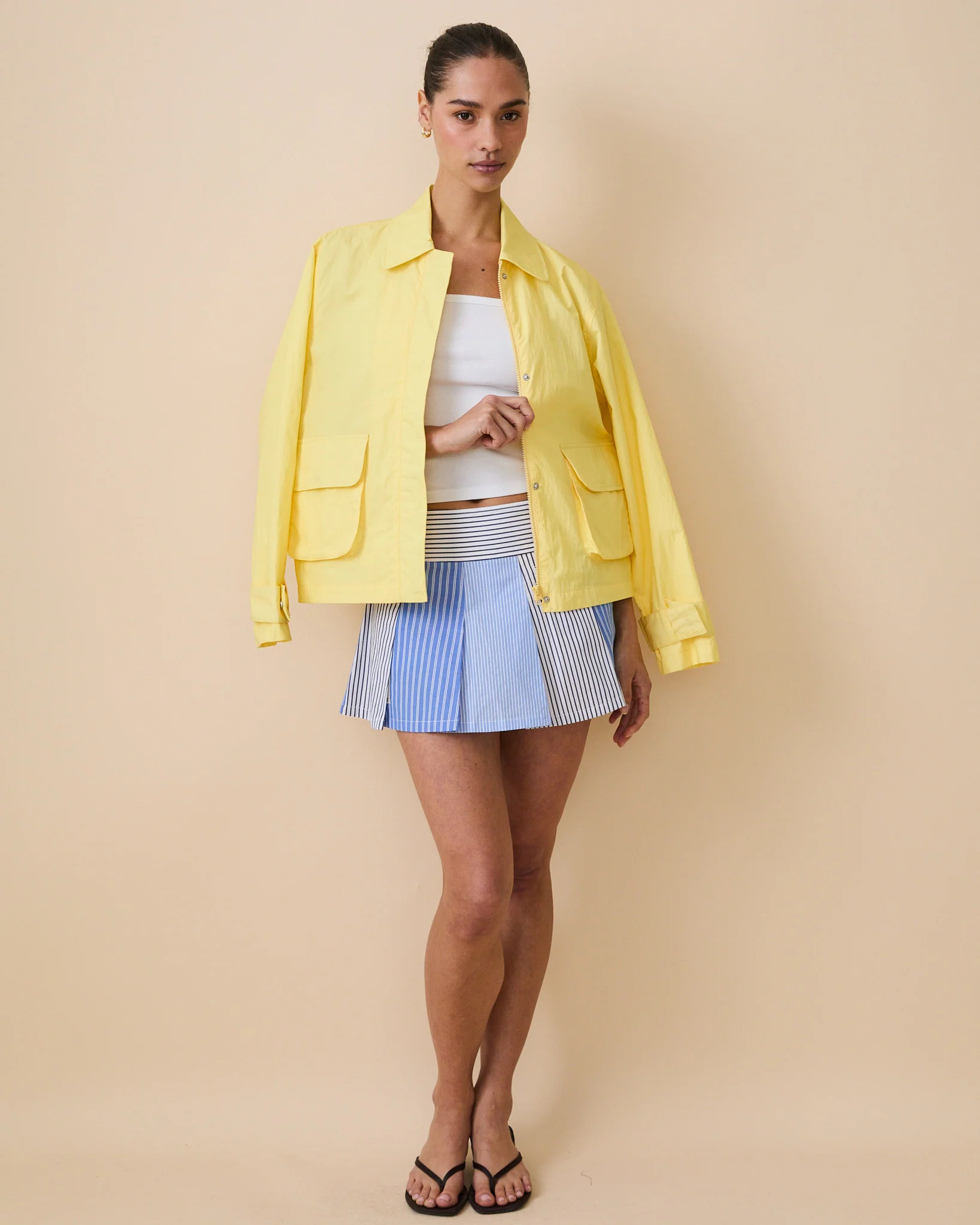 Women's Mini Mixed Stripe Pleated Skirt Blue - Image 10