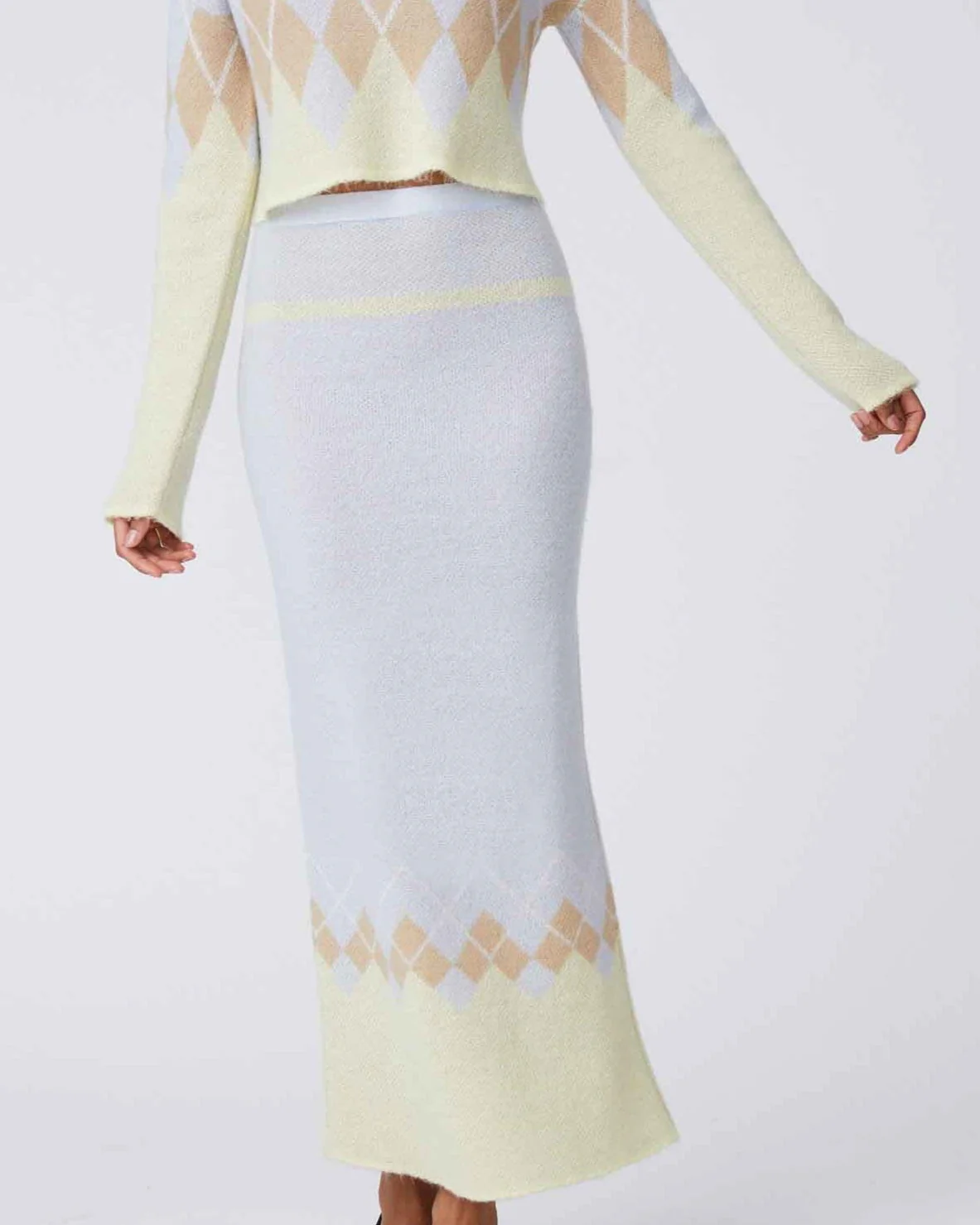 Women's Mohair Argyle Maxi Skirt Mohair Blend - Image 5