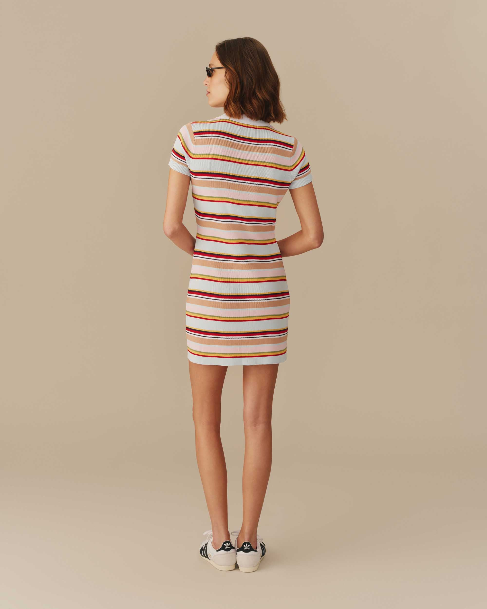 Women's Polo Striped Mini Dress Multi-Color - Image 5