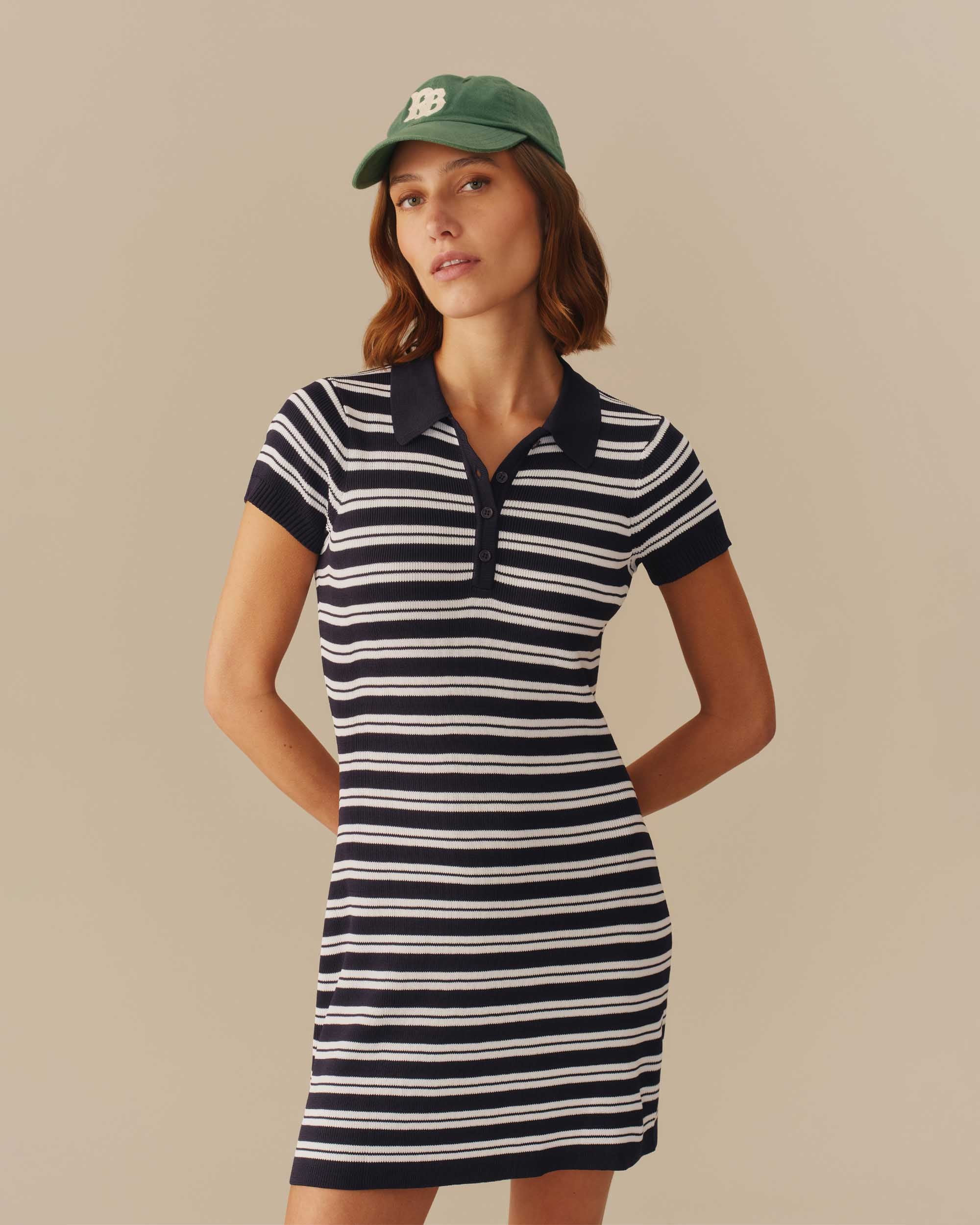 Women's Polo Striped Mini Dress Navy - Image 2