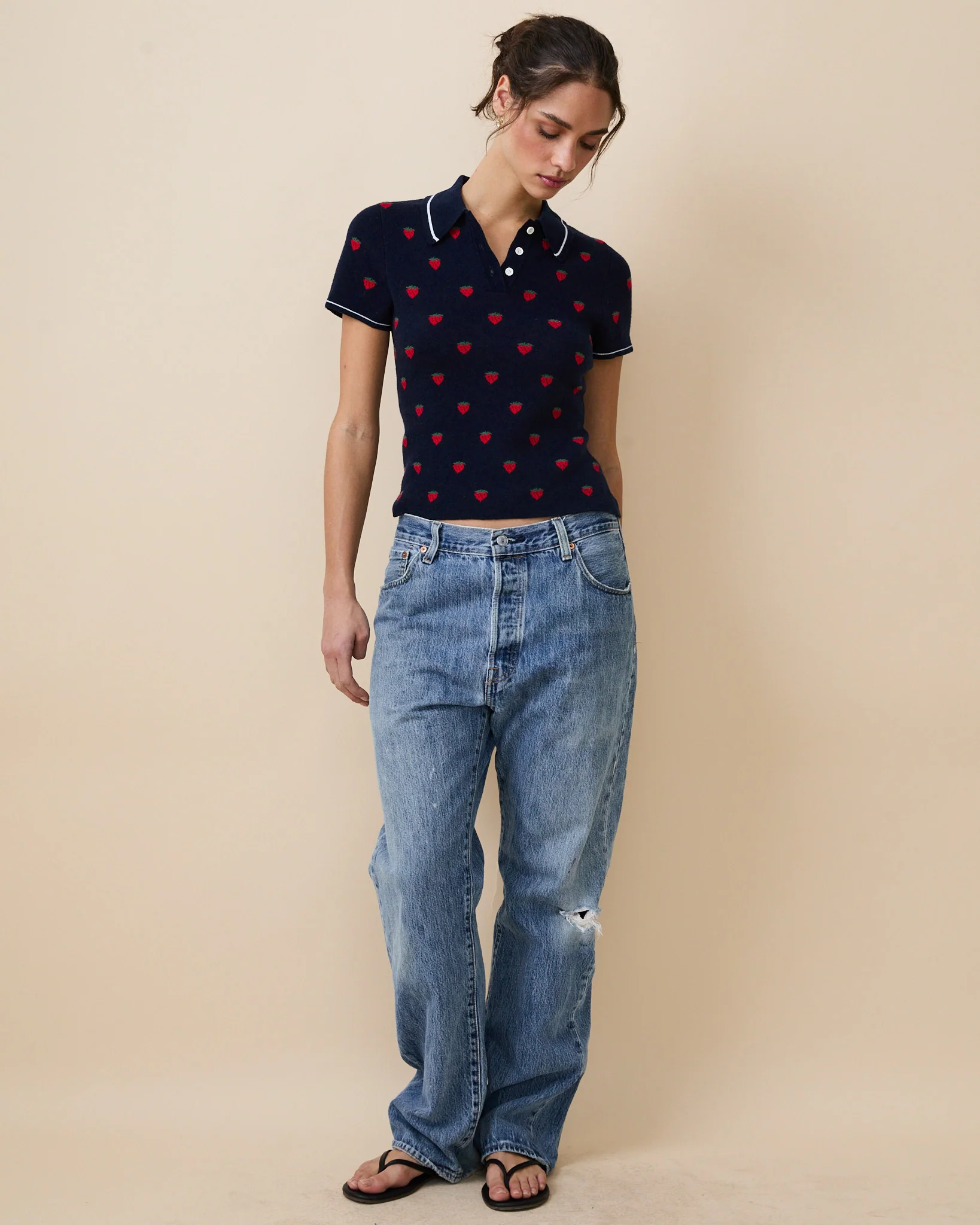 Women's Sweater Polo Navy - Image 5